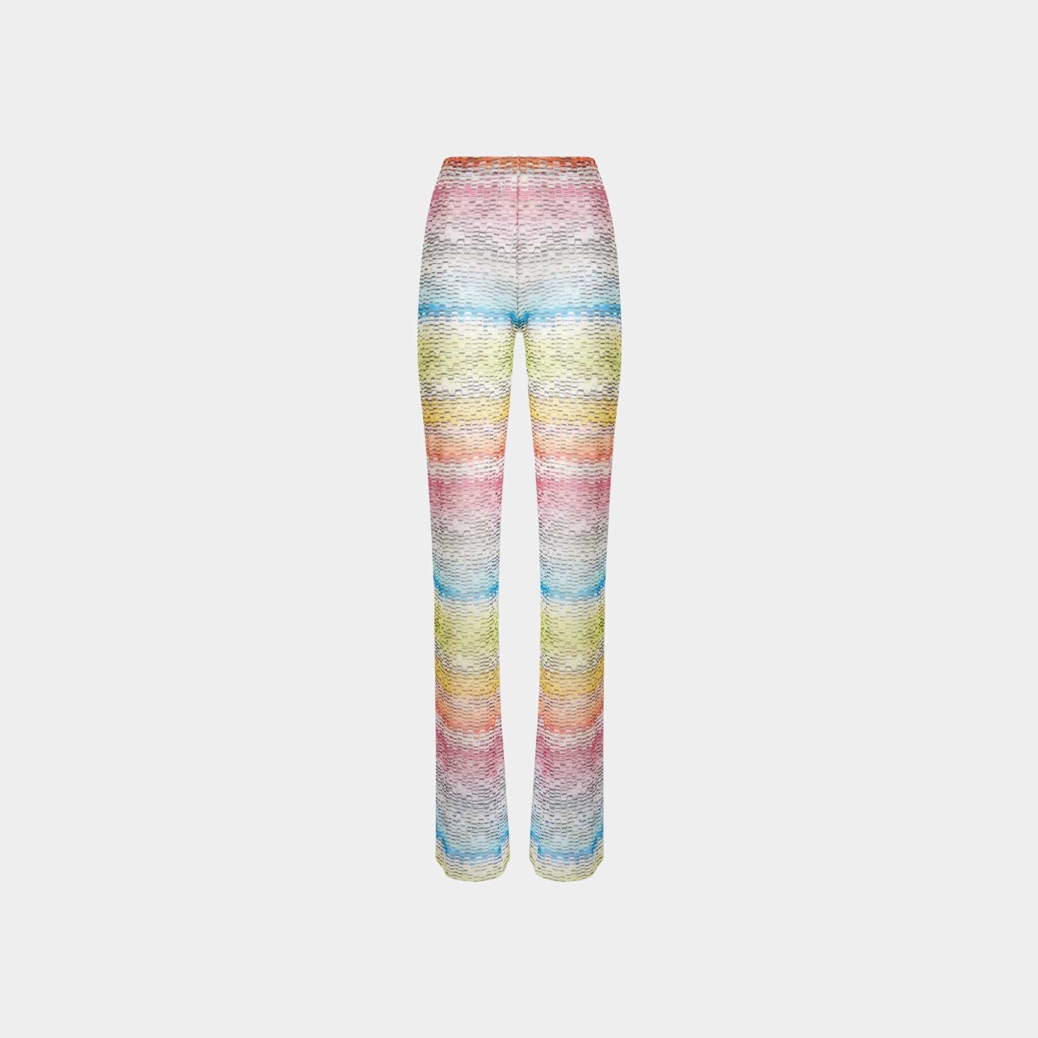 Missoni Straight Trousers In Printed Tulle, White, Front