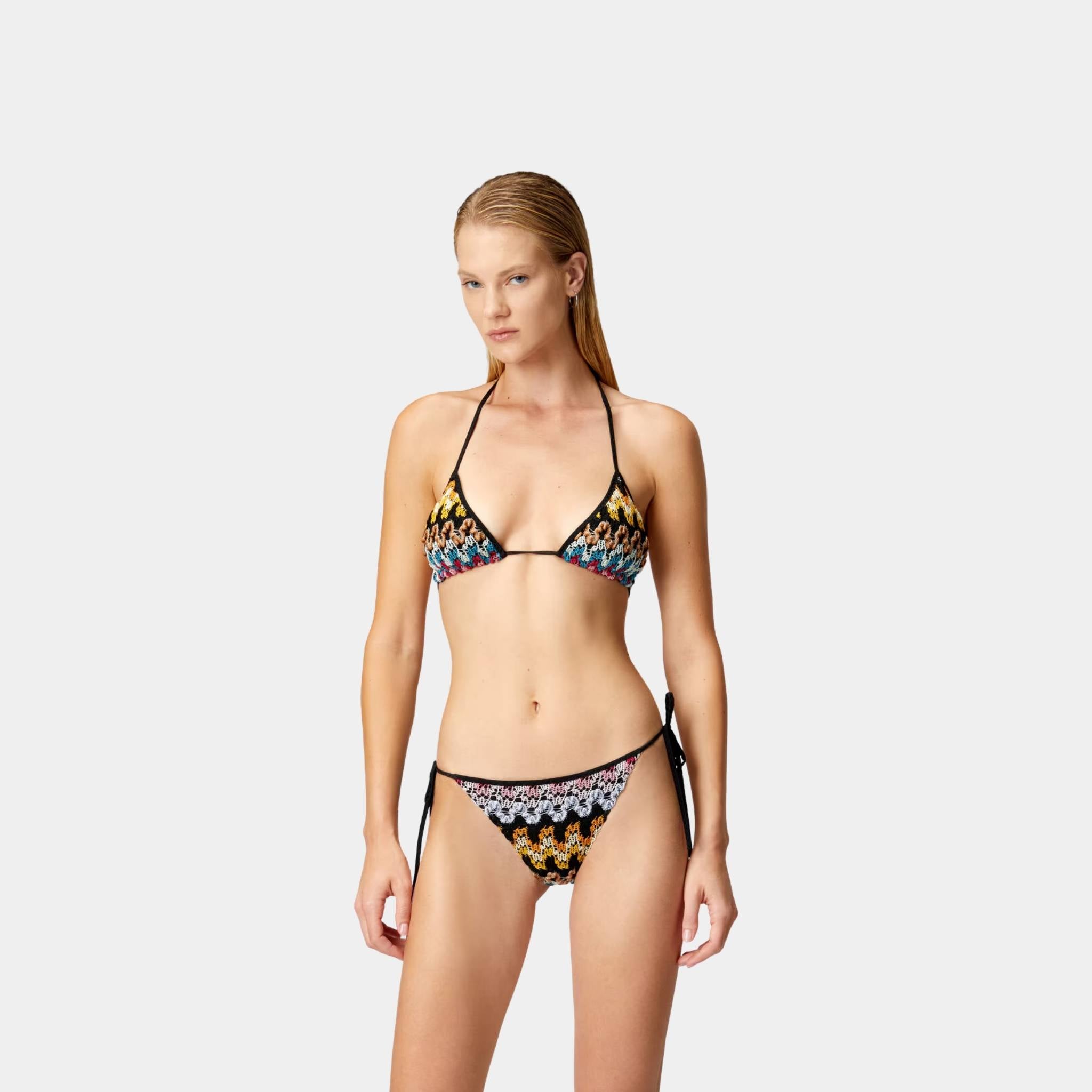 Triangle Bikini In Lame Viscose Lace