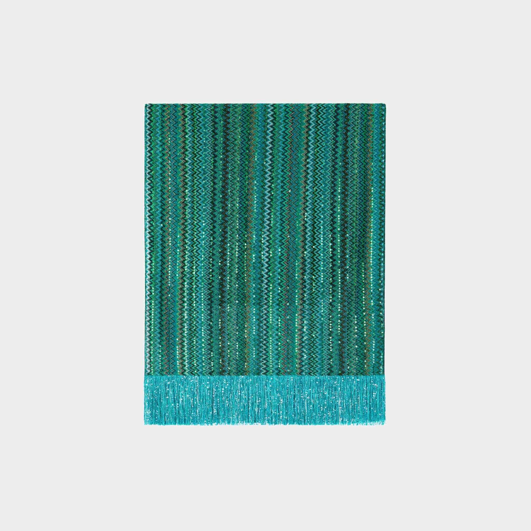 Viscose Stole In Zigzag Lame With Sequins And Fringes