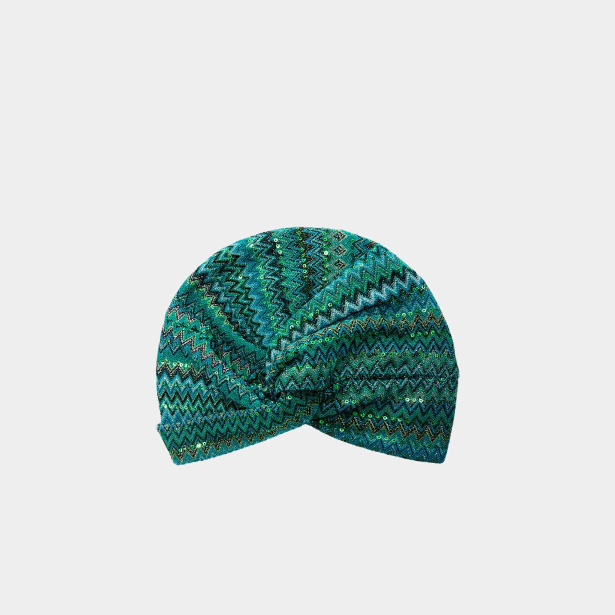 Zigzag Lame Viscose Turban With Sequins