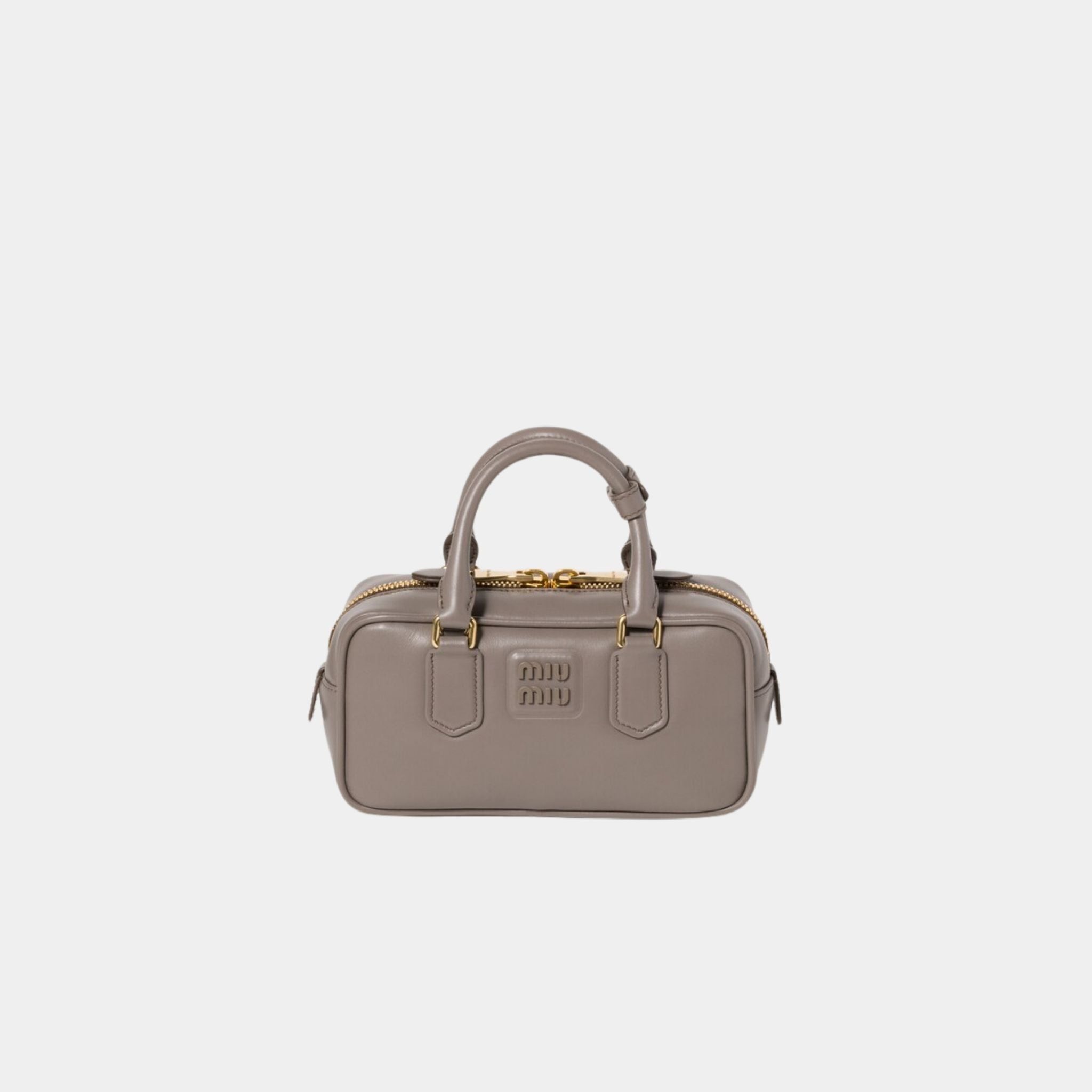 Miu Miu Arcadie Leather Bag, Clay Grey, Front