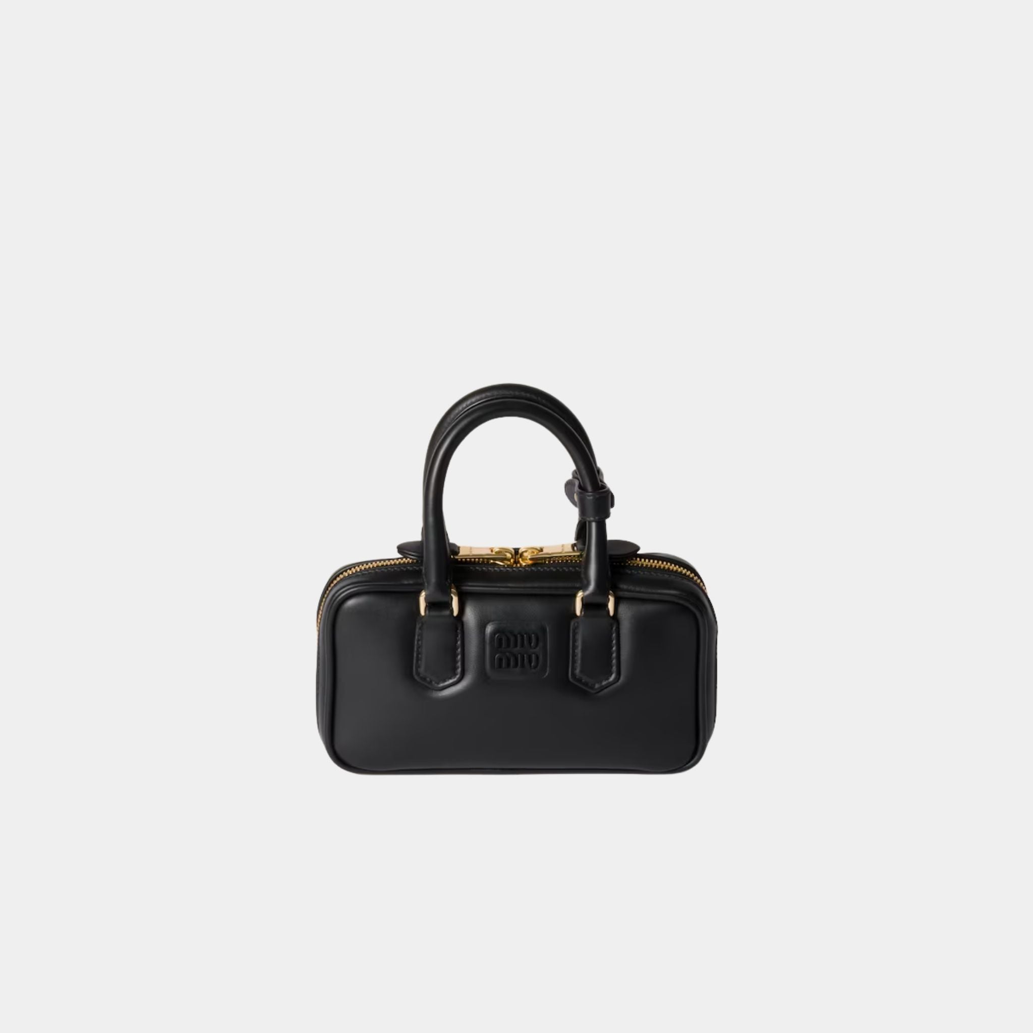 Miu Miu Arcadie Leather Mini Bag, Black, Front