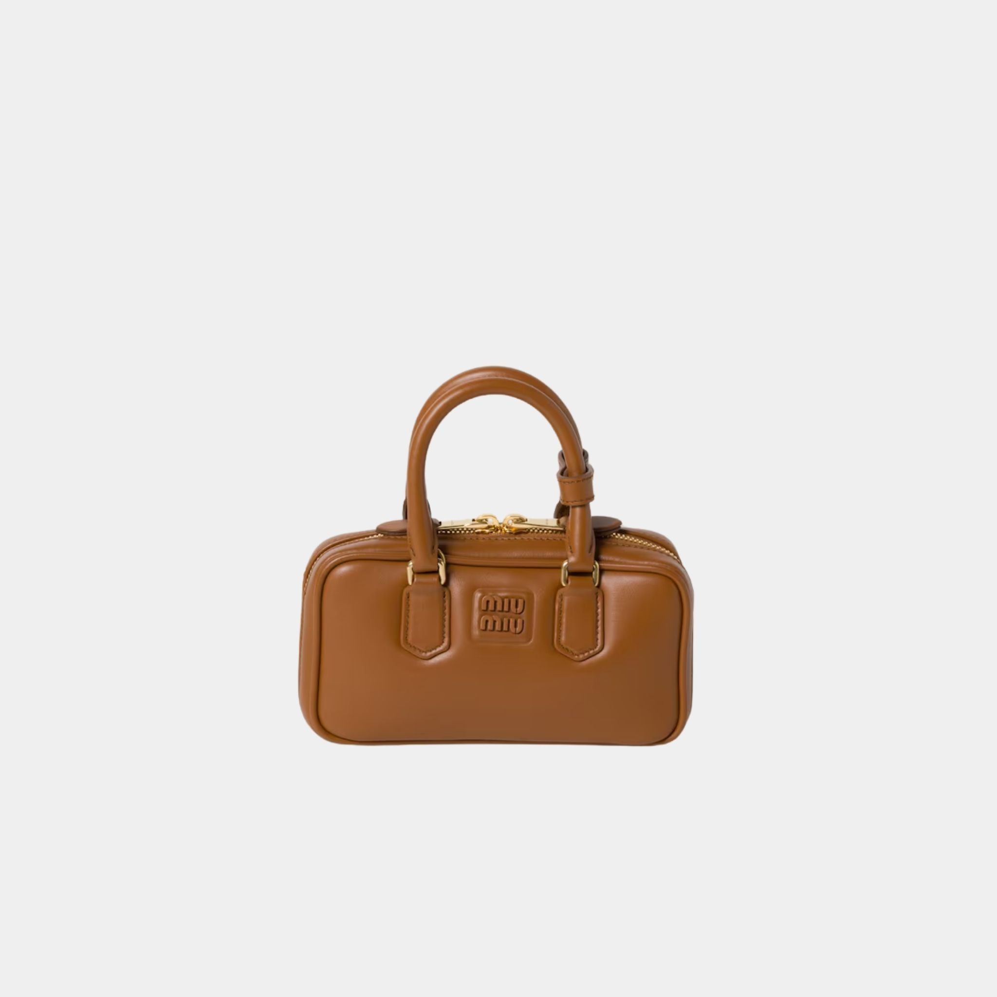 Miu Miu Arcadie Leather Mini Bag, Cognac, Front