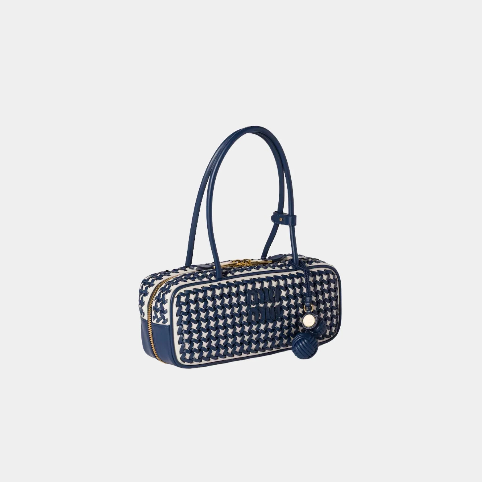 Beau Calfskin Leather Bag with Two-tone Motif