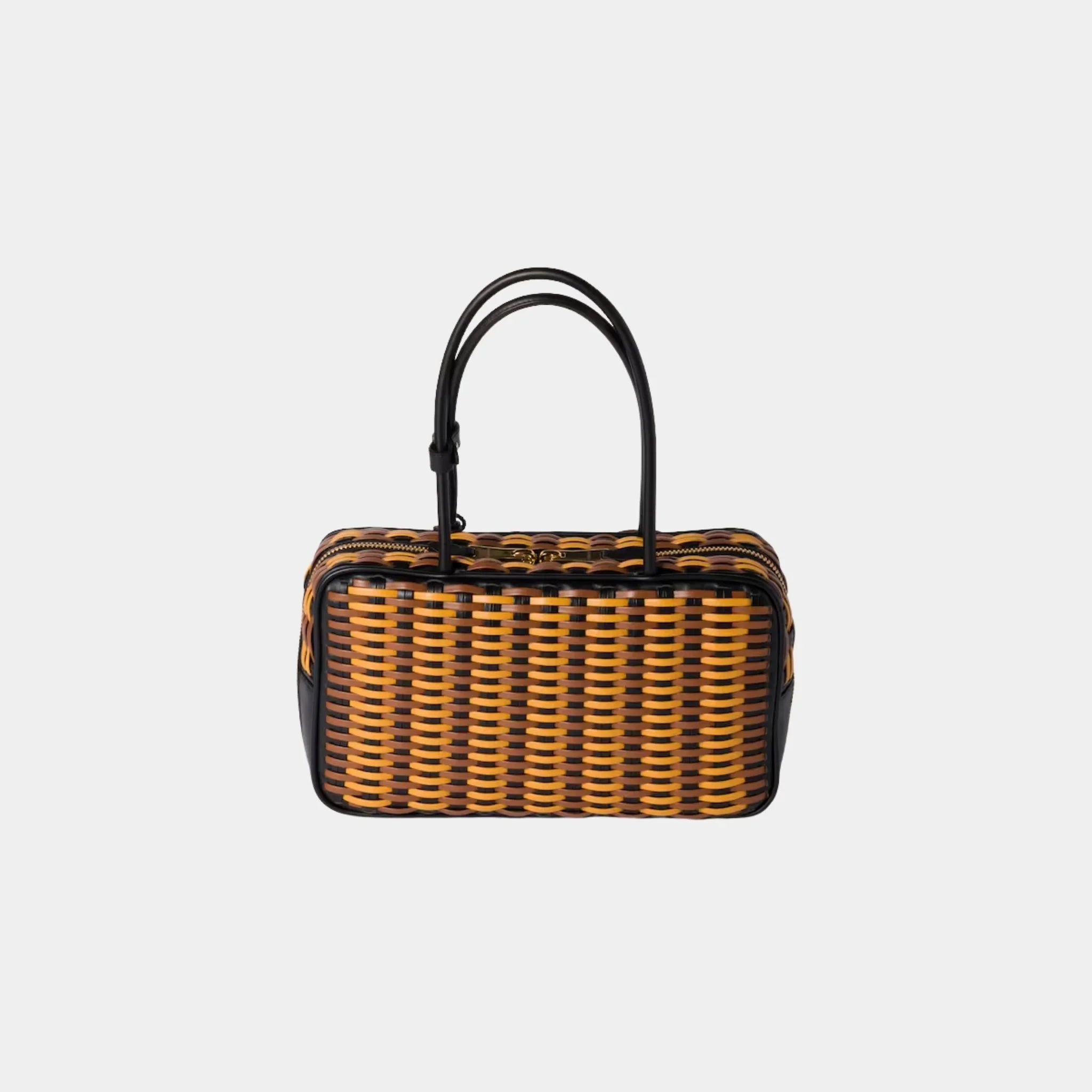 Beau Calfskin Leather Bag in Woven Pattern