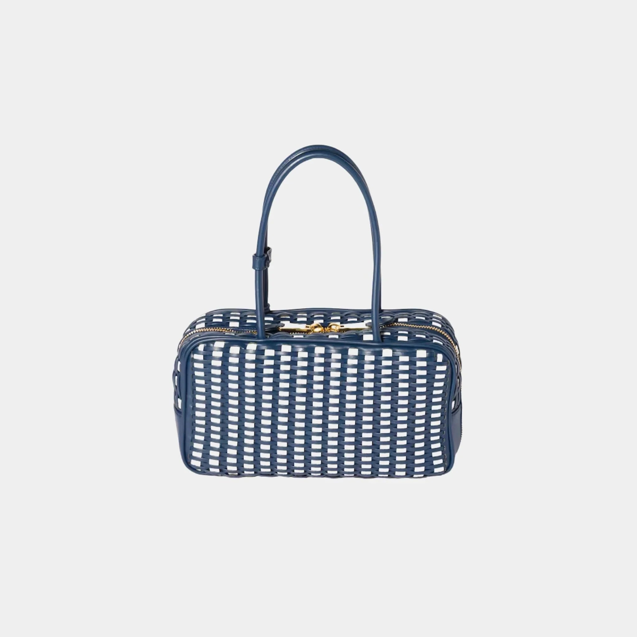 Beau Calfskin Leather Bag in Woven Pattern