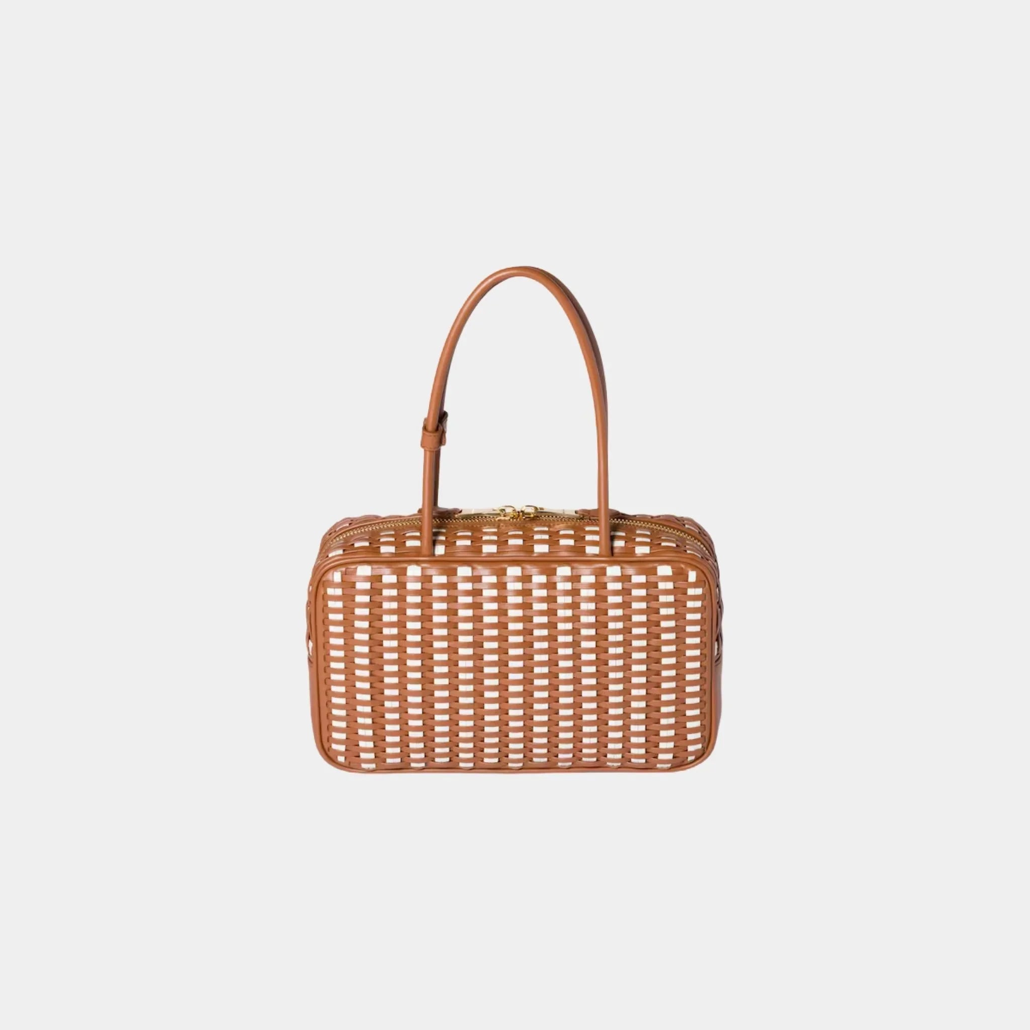 Beau Calfskin Leather Bag in Woven Pattern