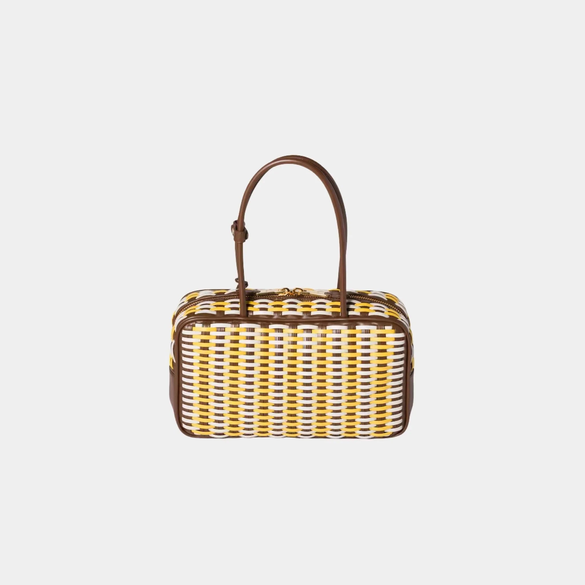 Beau Calfskin Leather Bag in Woven Pattern