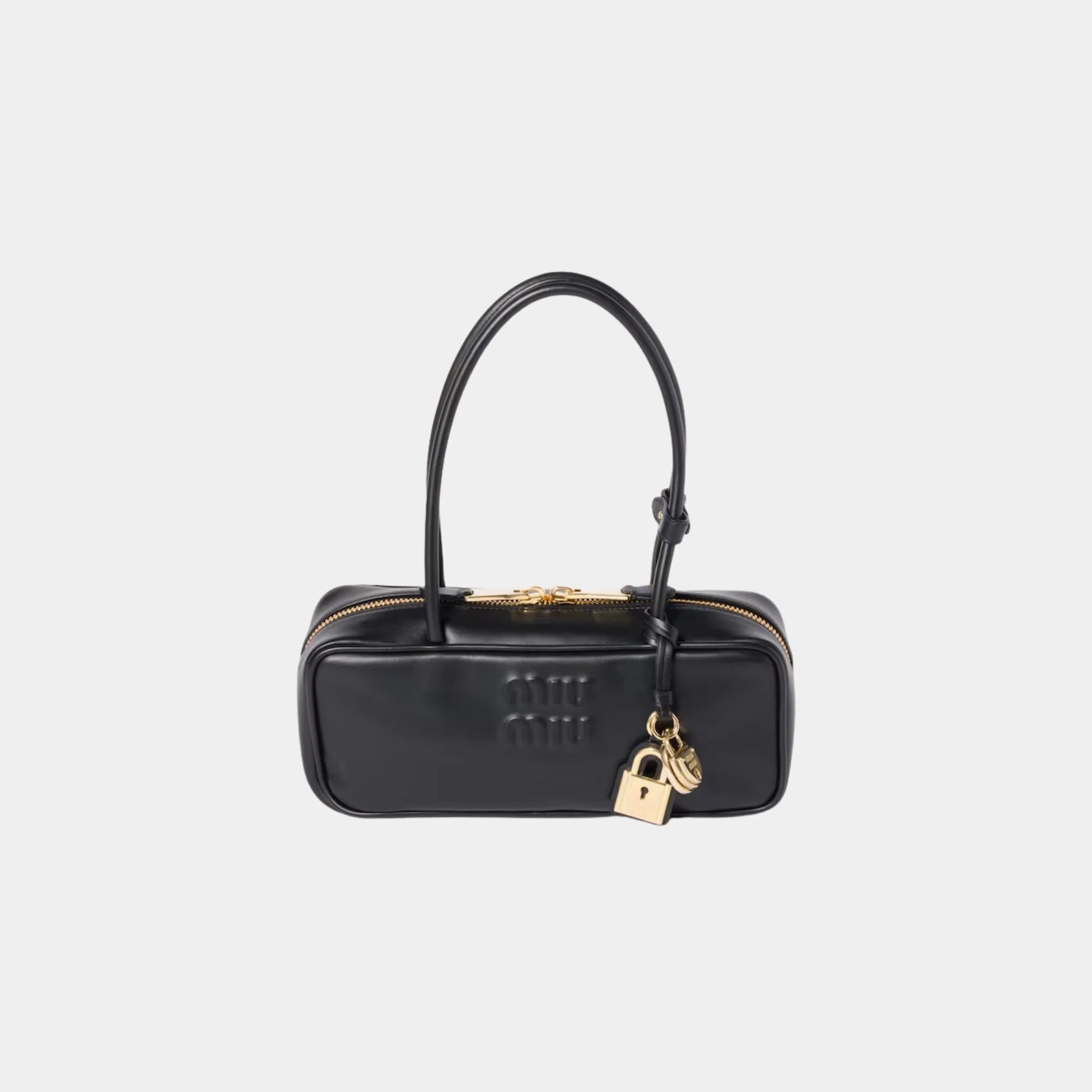 Miu Miu Beau Leather Small Bag, Black, Front