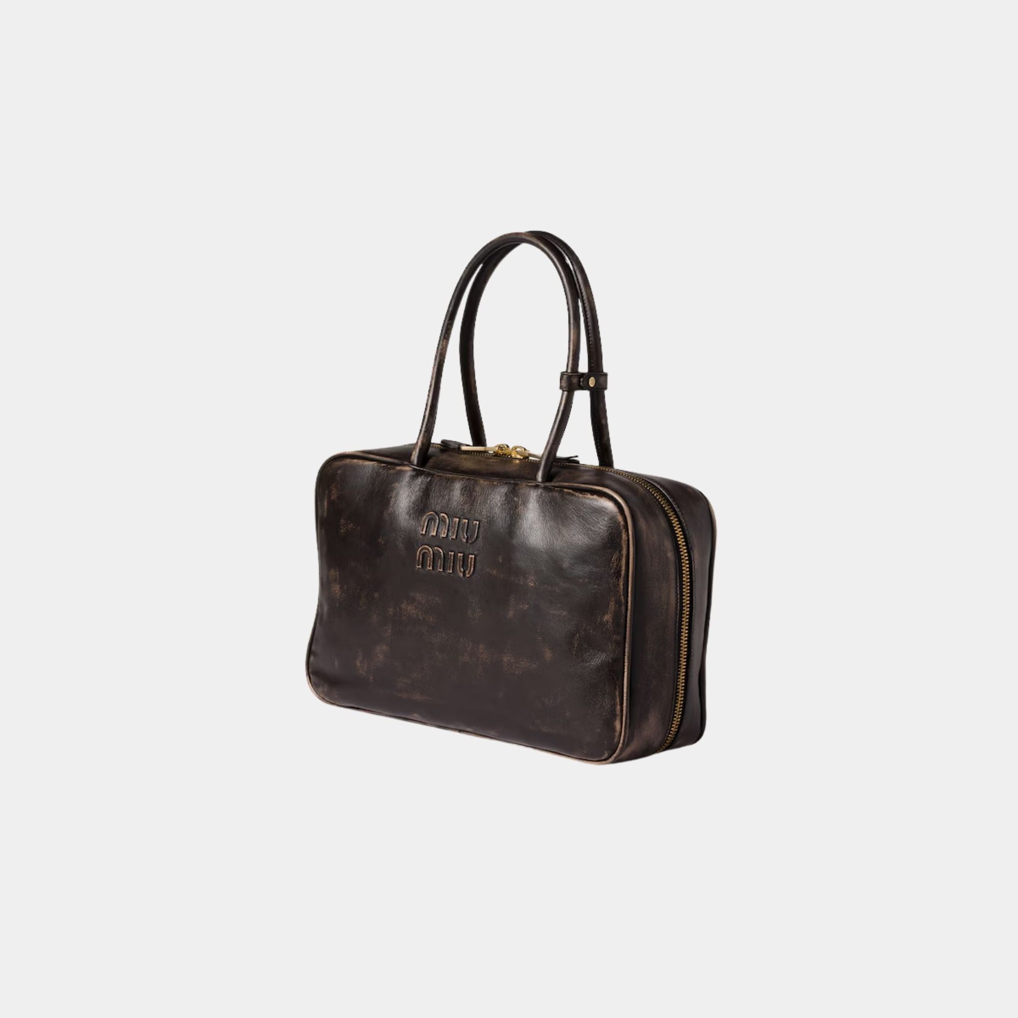 Beau Vintage Effect Nappa Leather Large Bag