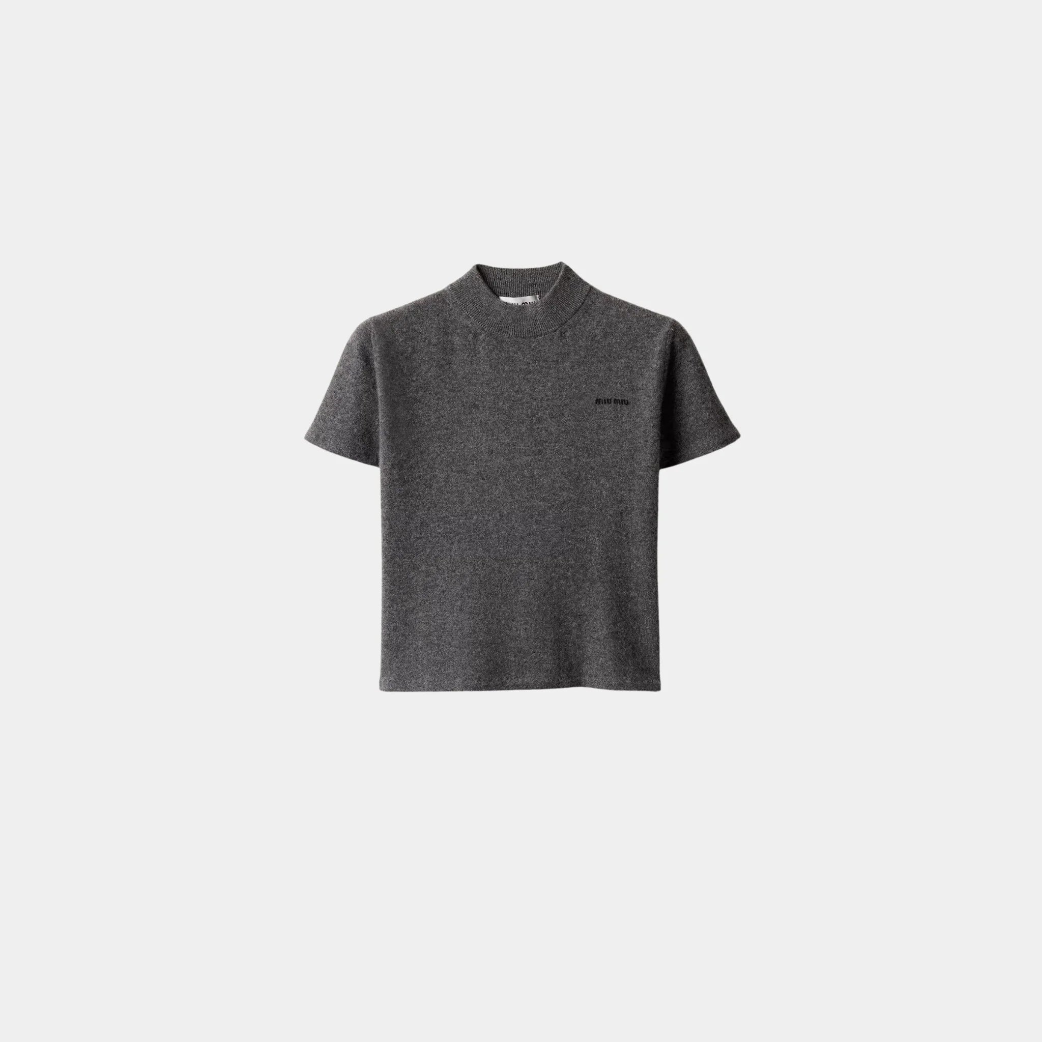 Miu Miu Cashmere Straight Fit Sweater, Slate Gray, Front