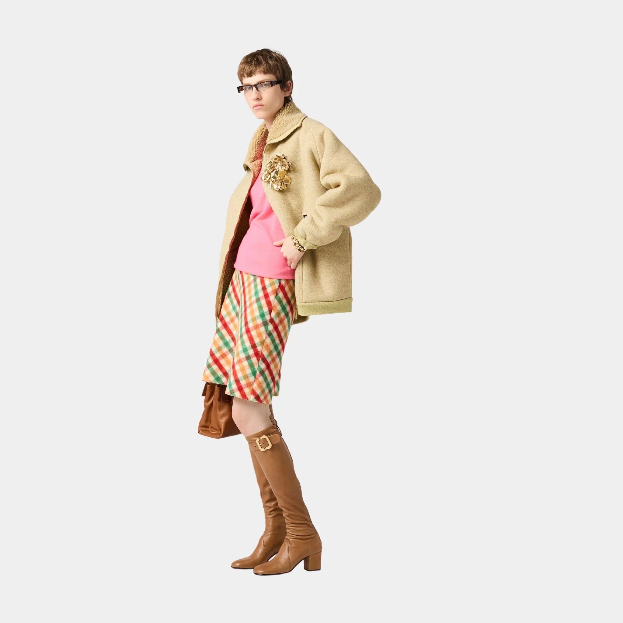 Diagonal Check Skirt