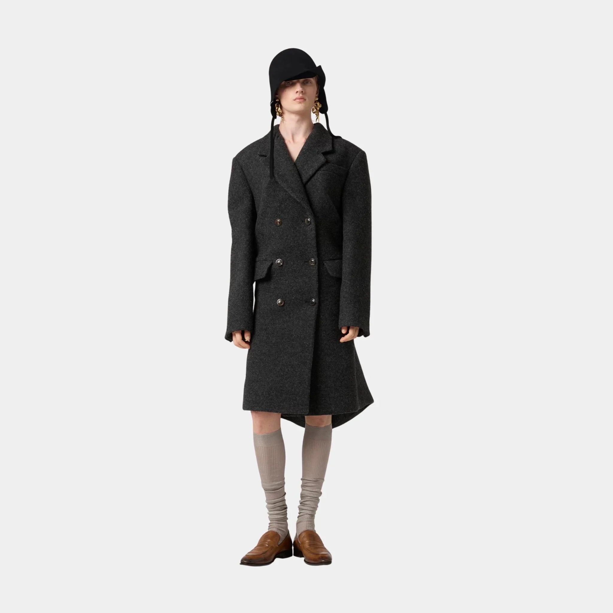 Double-breasted Shetland Wool Coat