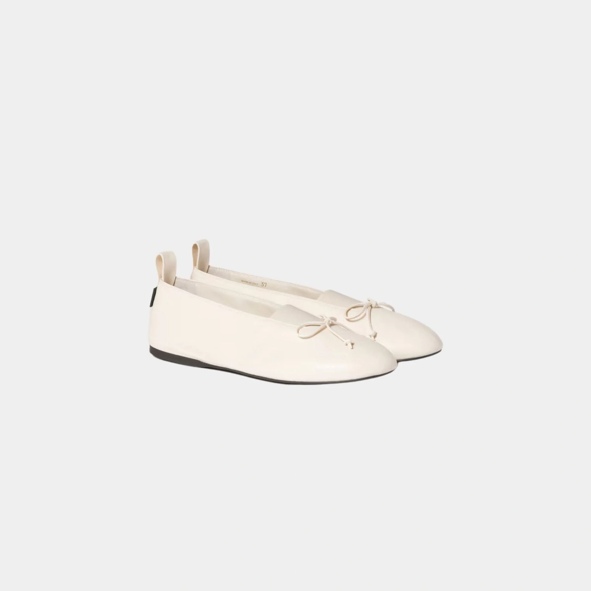 Miu Miu Elan Nappa Leather Ballerinas in Lambskin, Ivory, Front