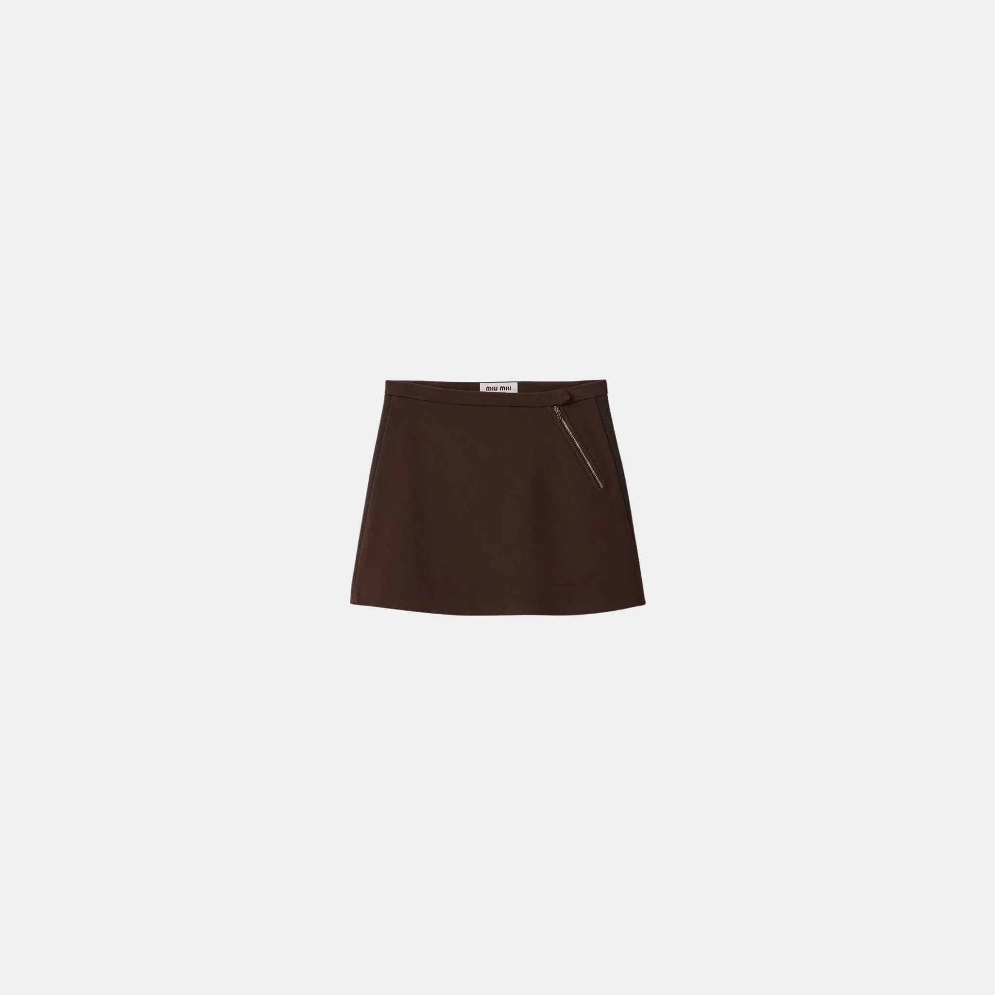 Miu Miu Fabric Stitch Knit Miniskirt, Cocoa Brown, Front