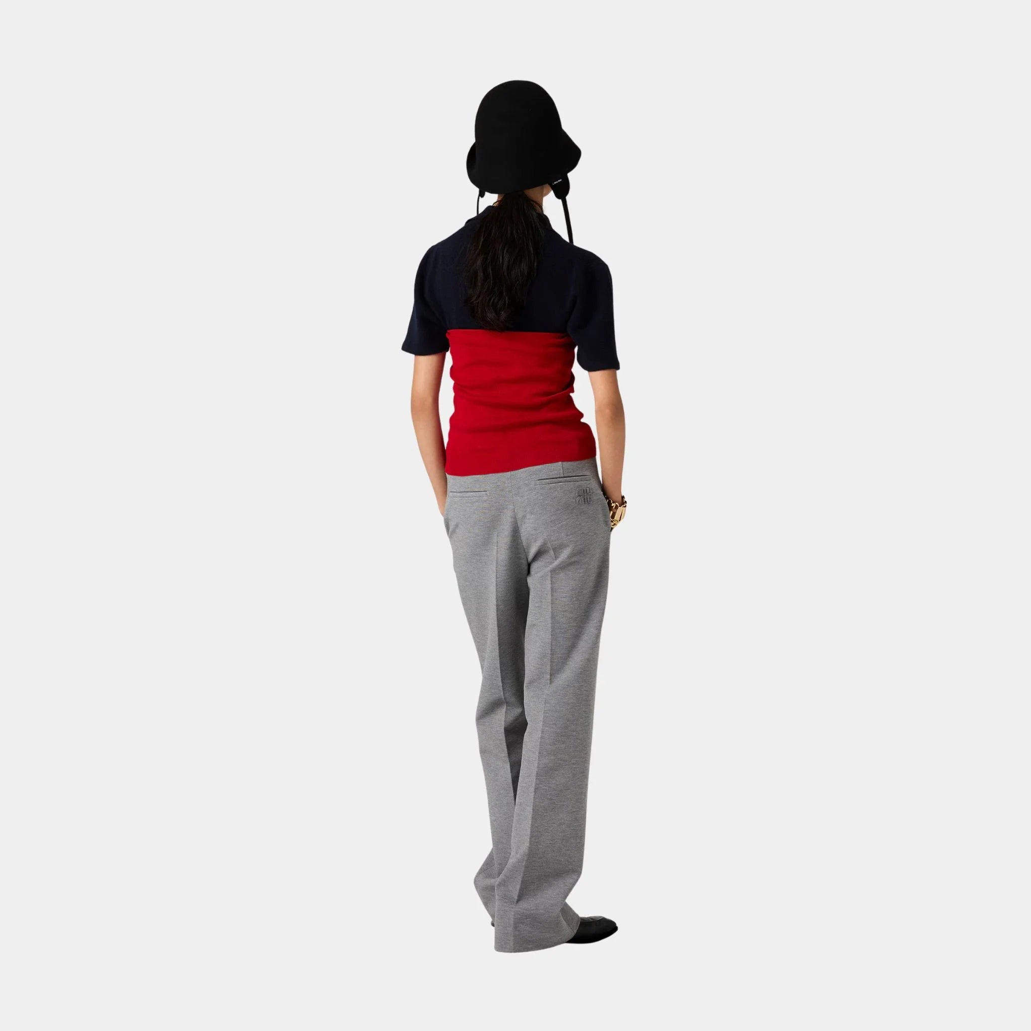 Fabric Stitch Knit Pants with Button