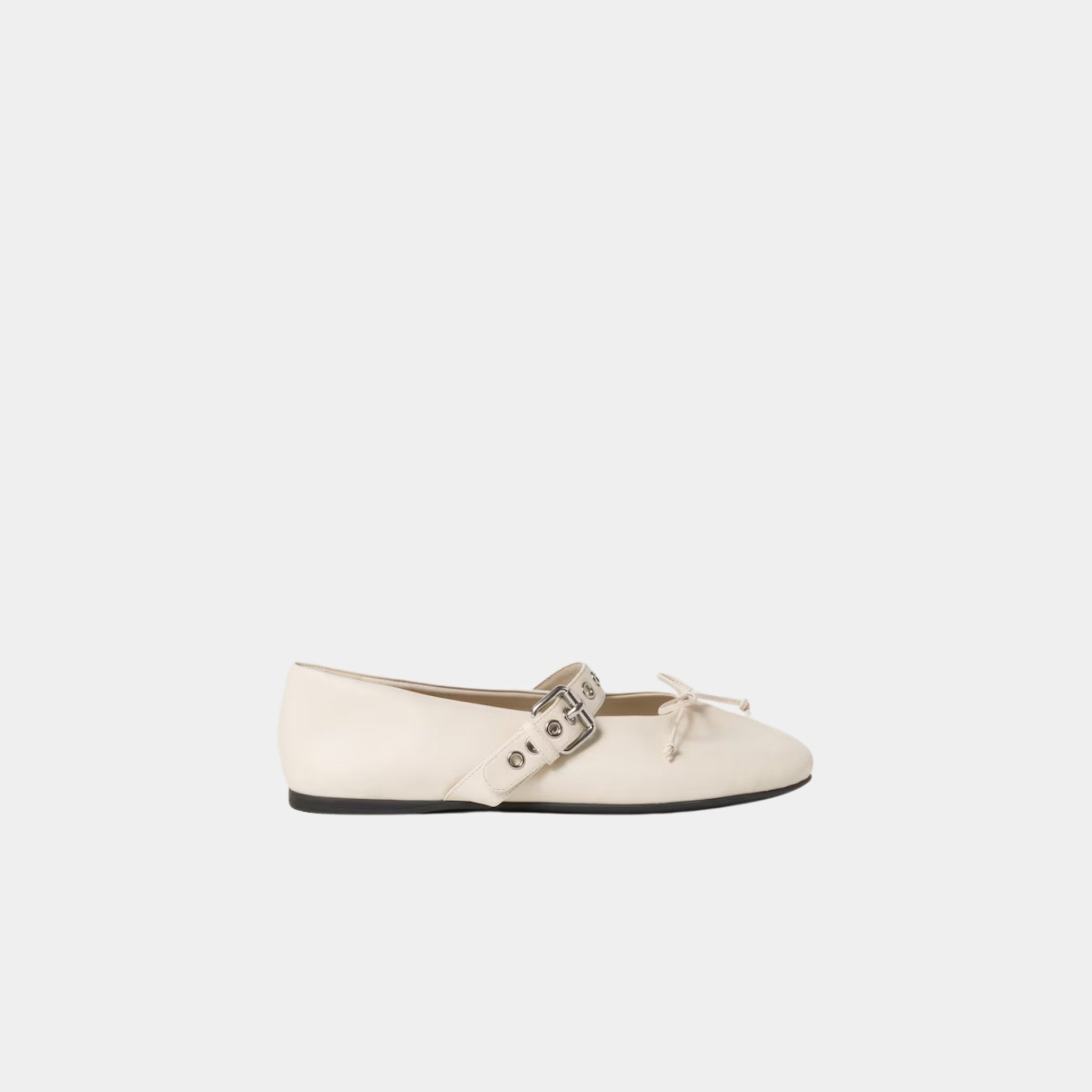 Miu Miu Leather Ballerinas, Ivory, Side