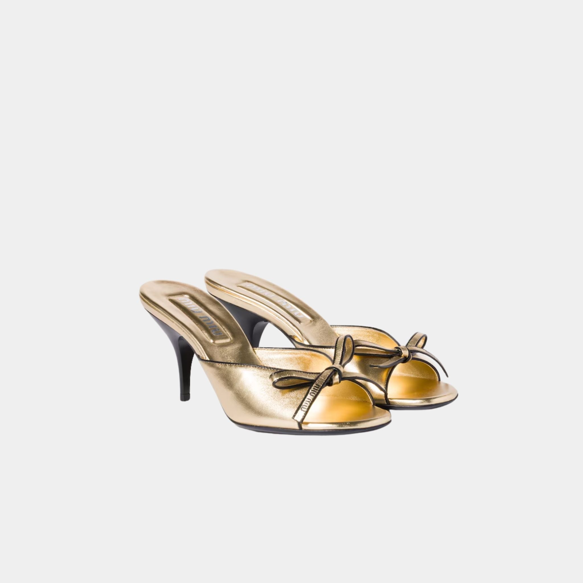Mordoré Nappa Leather Heeled Sandals with Bow