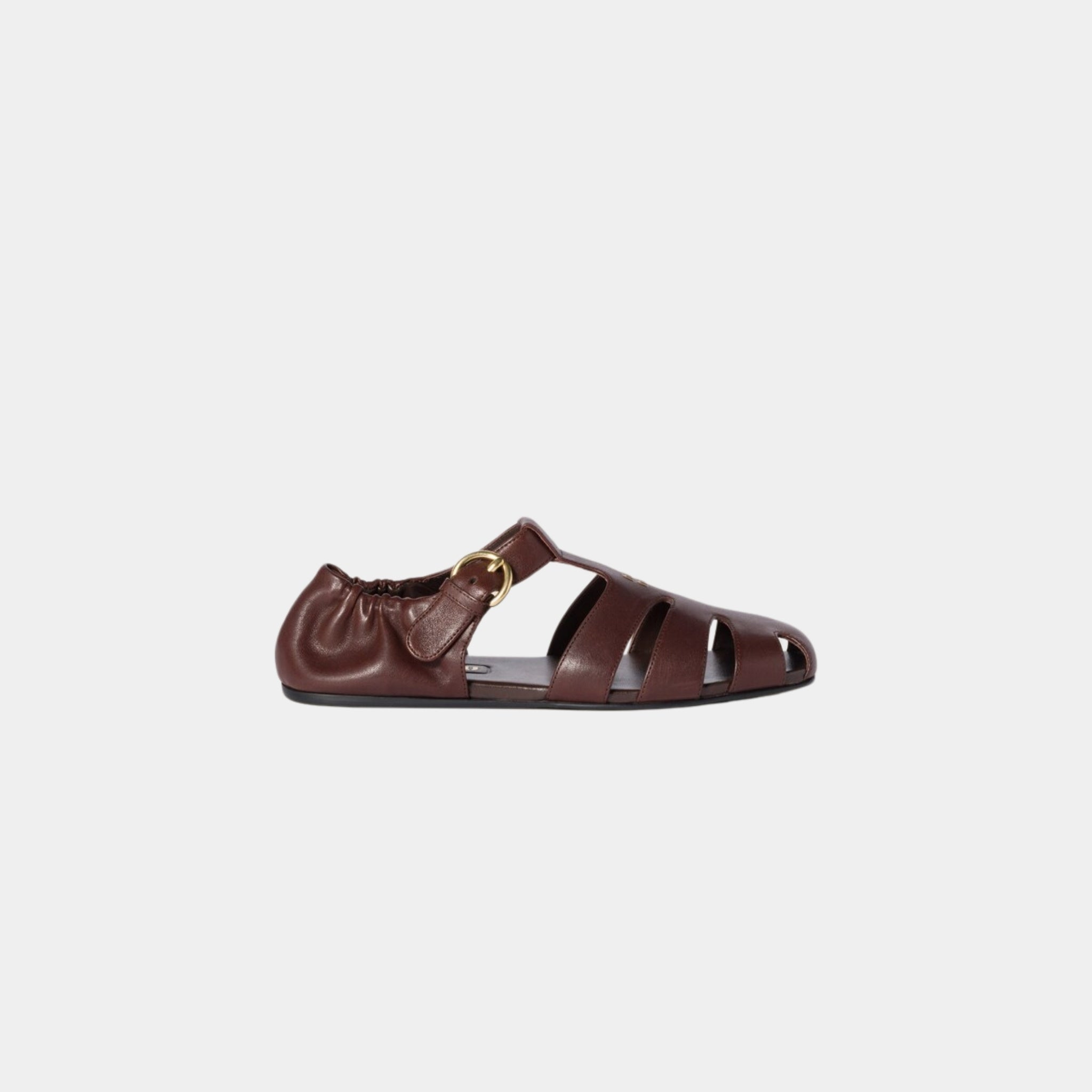 Miu Miu Ruches Nappa Leather Fisherman Sandals, Briarwood, Side