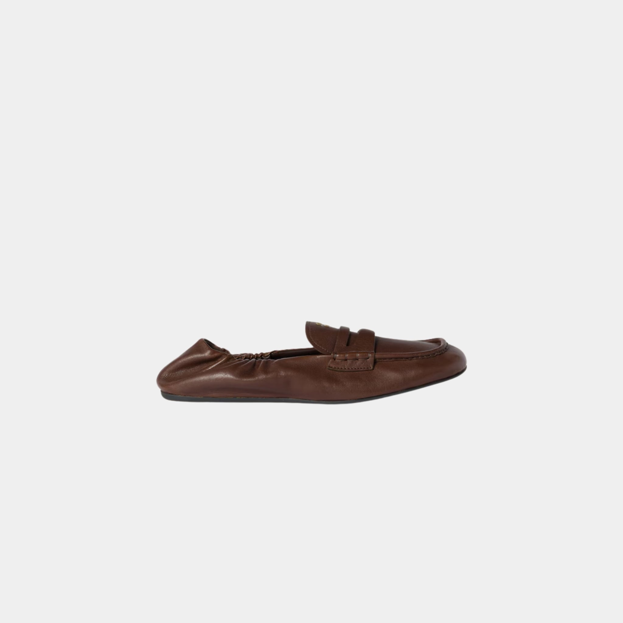 Miu Miu Ruches Nappa Leather Loafers, Briarwood, Side
