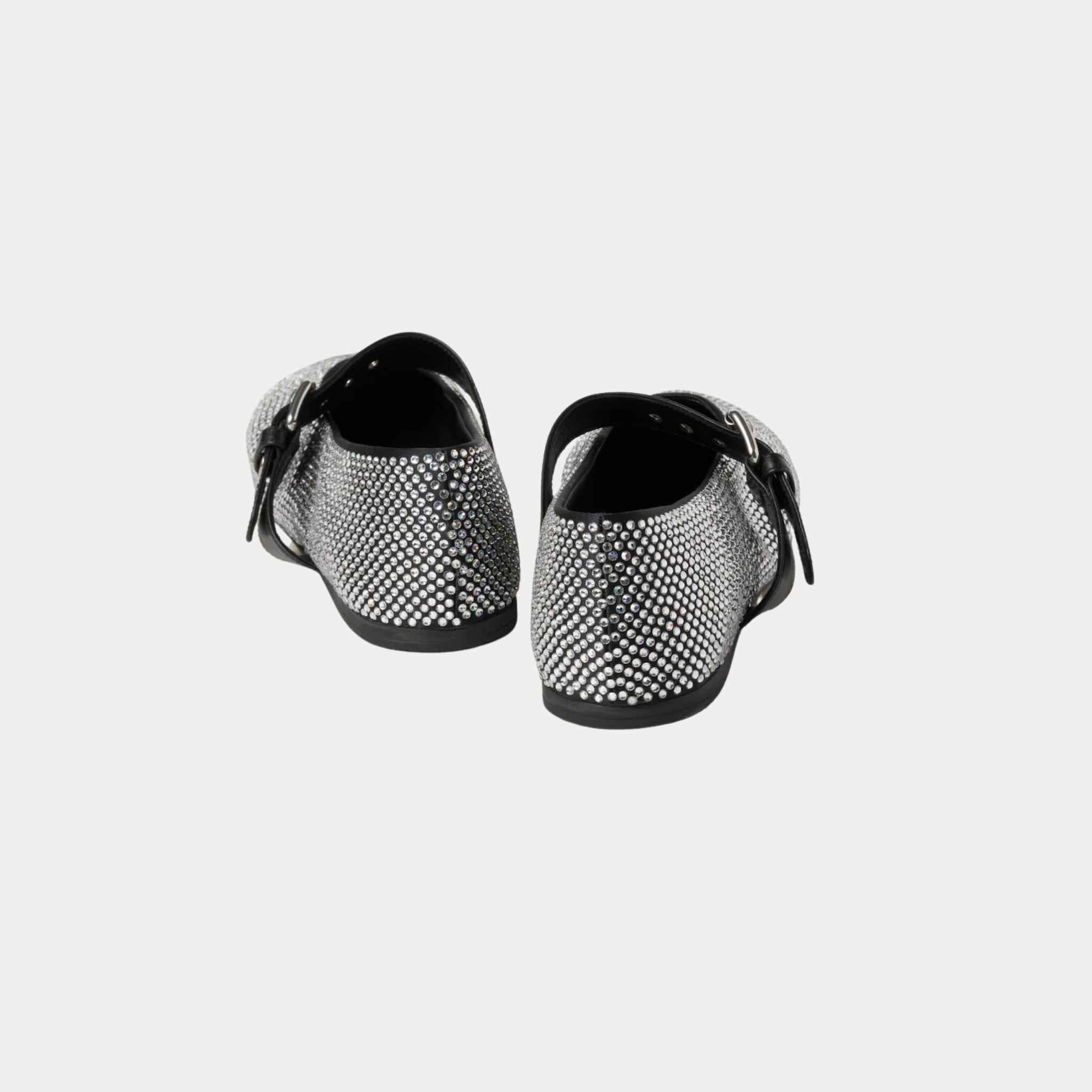 Satin Ballerinas With Artificial Crystals