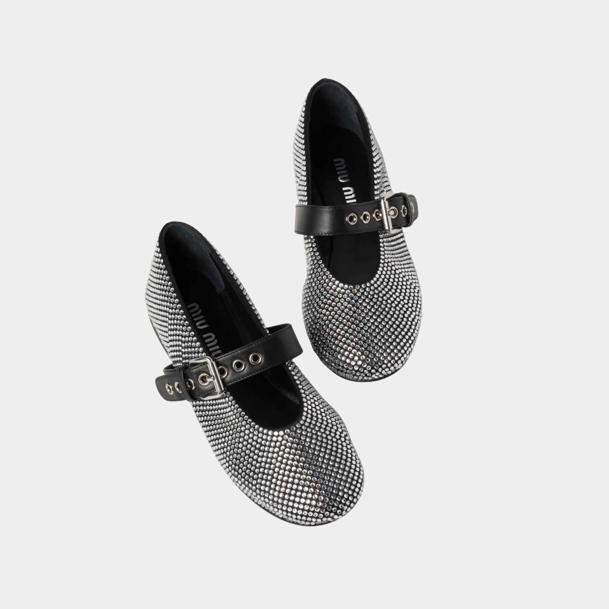 Satin Ballerinas With Artificial Crystals