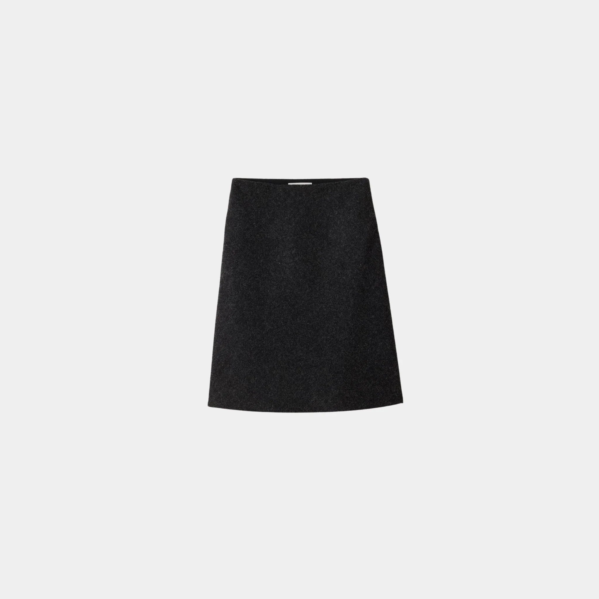 Miu Miu Shetland Wool Skirt, Anthracite Gray, Front