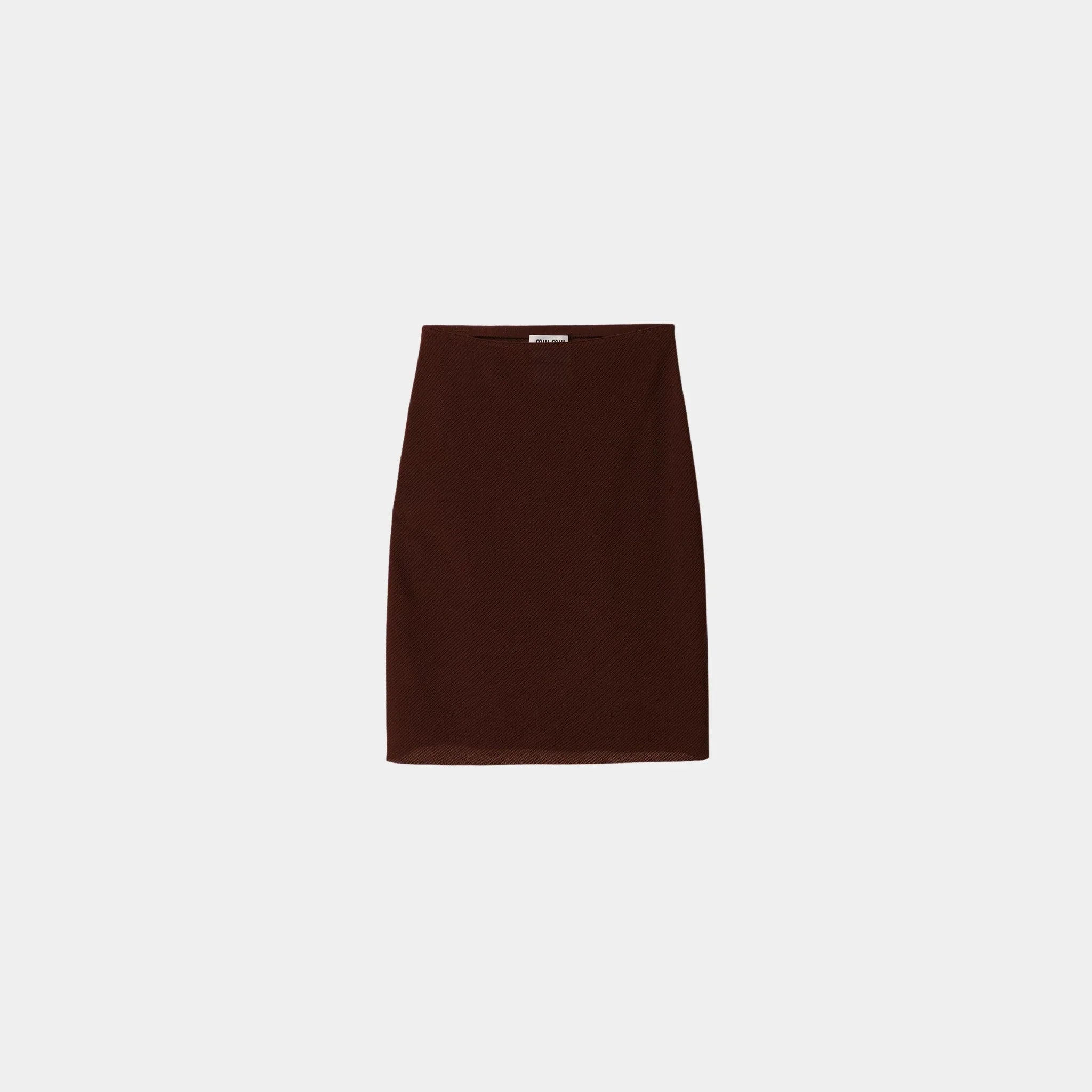 Miu Miu Silk Mid-length Skirts, Cocoa Brown, Front