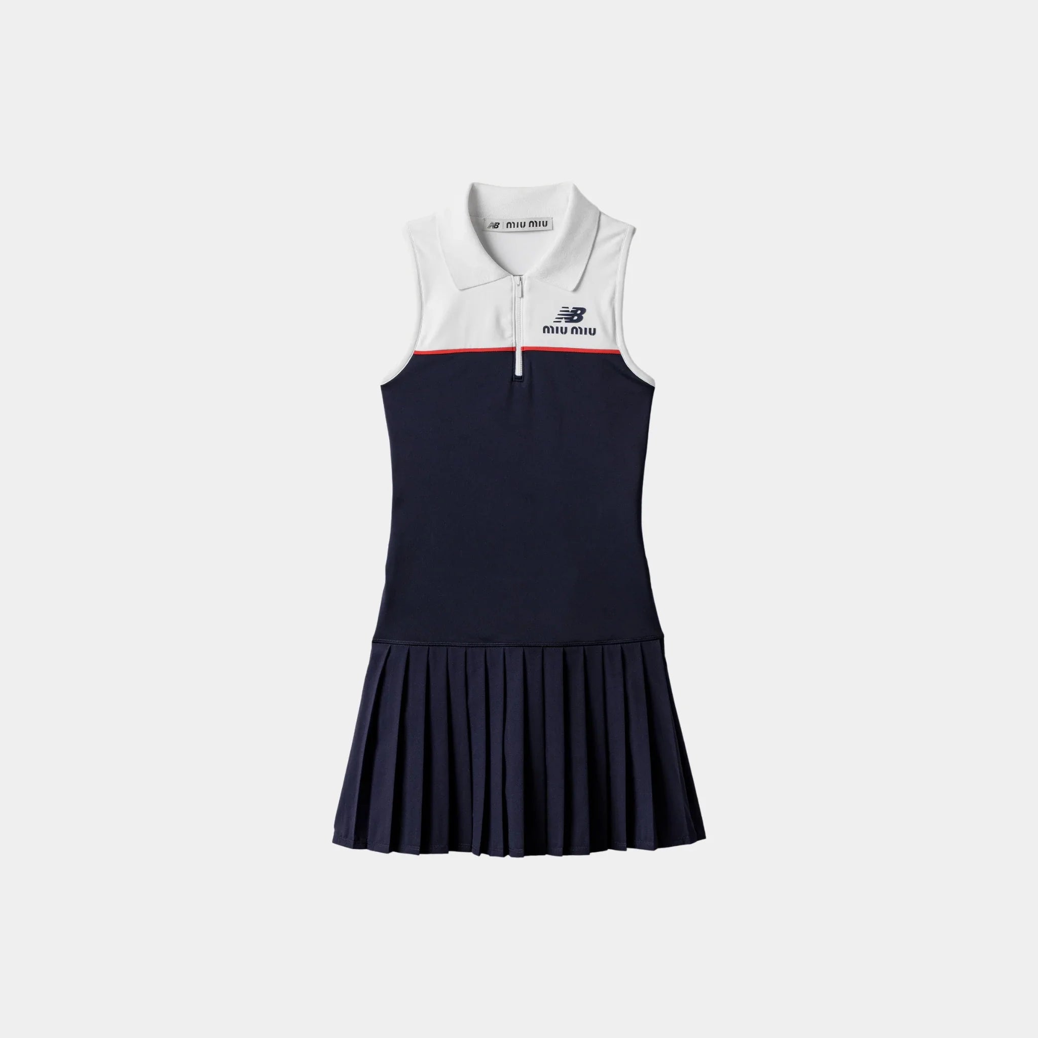 Miu Miu Stretch Technical Jersey Dress, White, Baltic Blue, Front