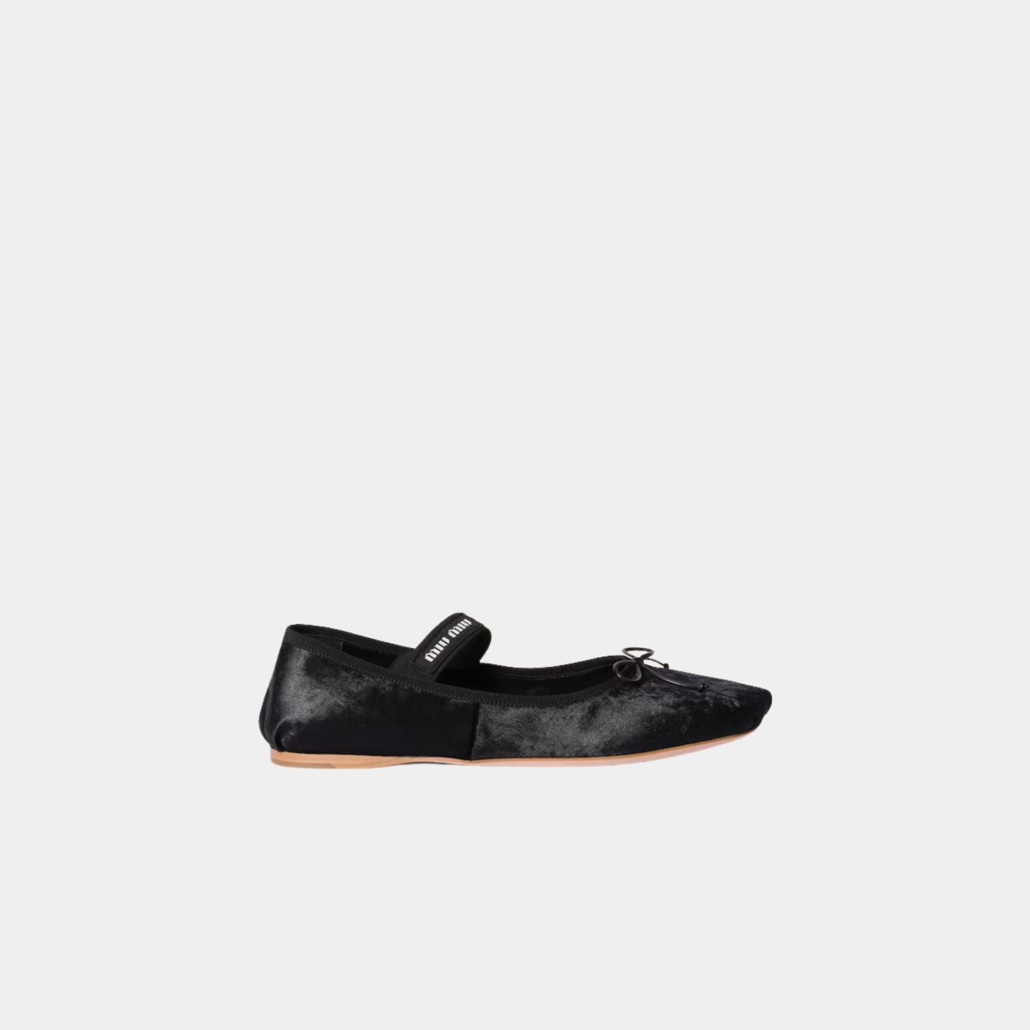 Miu Miu Velvet Ballerinas, Black, Side