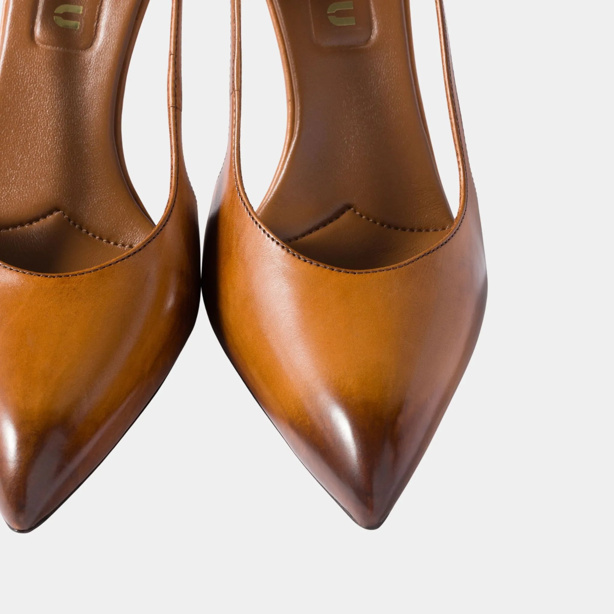 Waxed Calf Leather Slingback Pumps