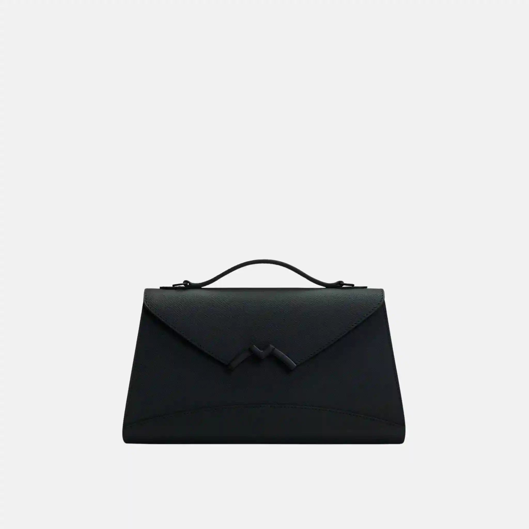 Moynat Gabrielle Clutch Ultra Black in Carat Calf Leather, Front