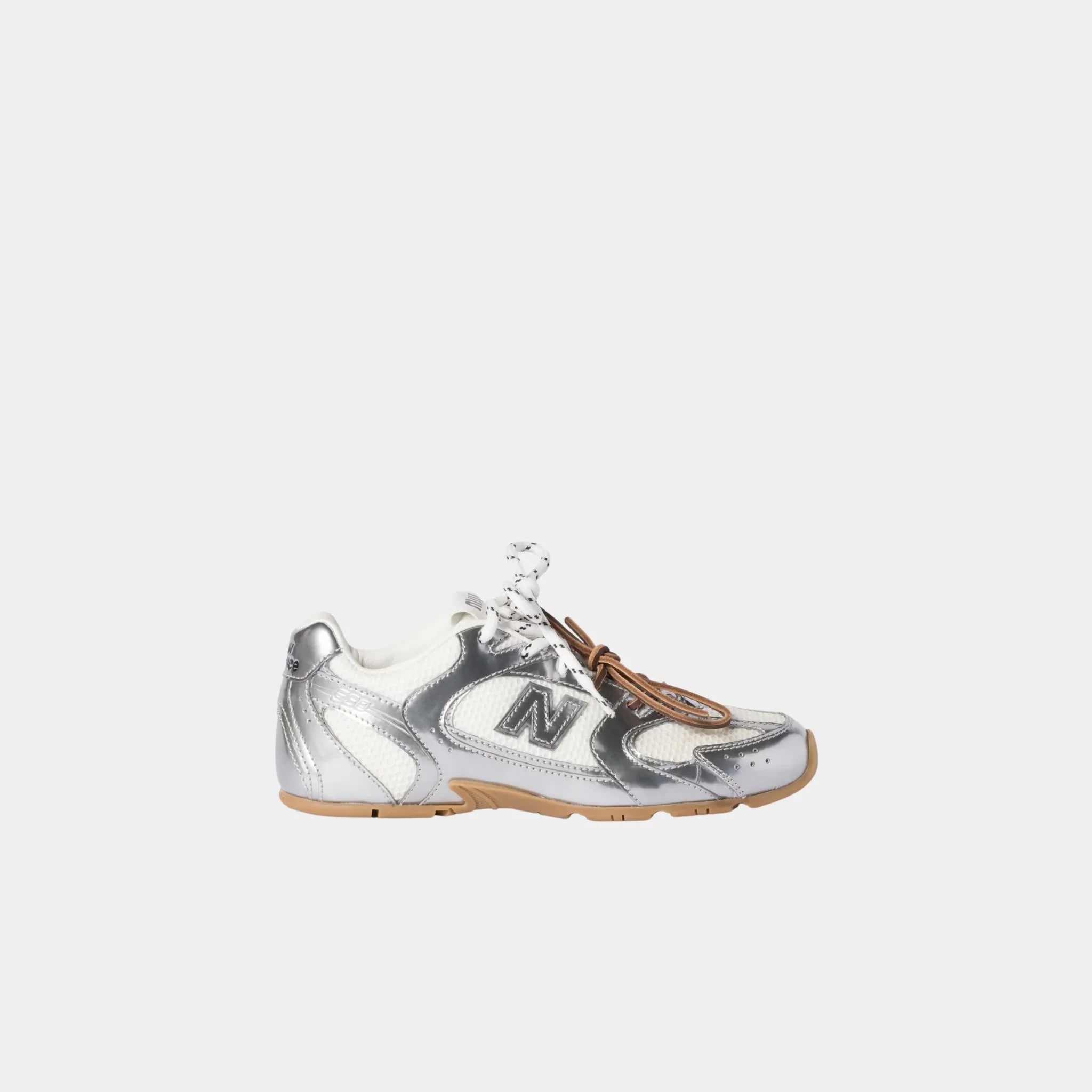 New Balance X Miu Miu 530 SL Shiny Metallic Leather & Mesh Sneakers