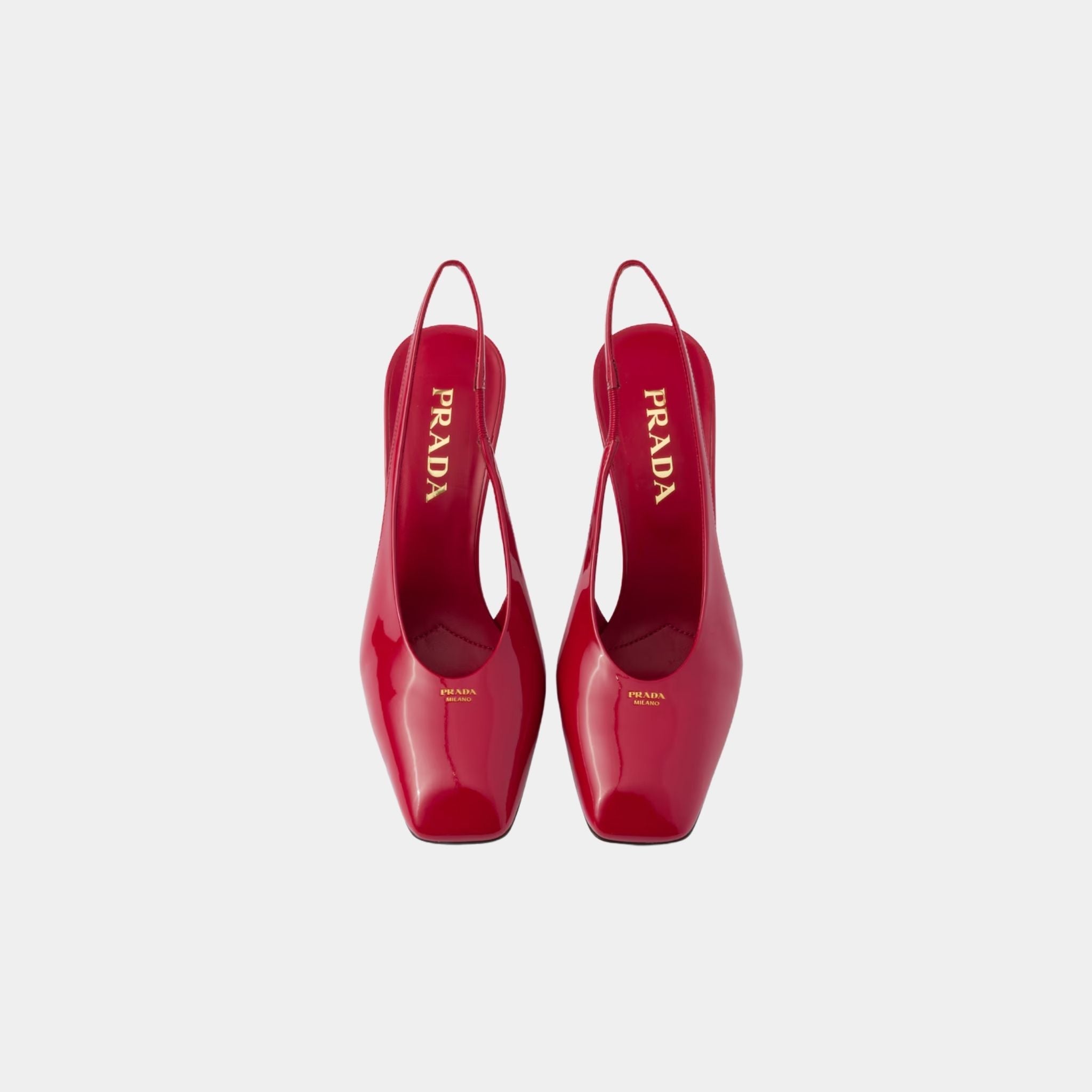 Patent Leather Slingback Pumps With Bound Leather Heel