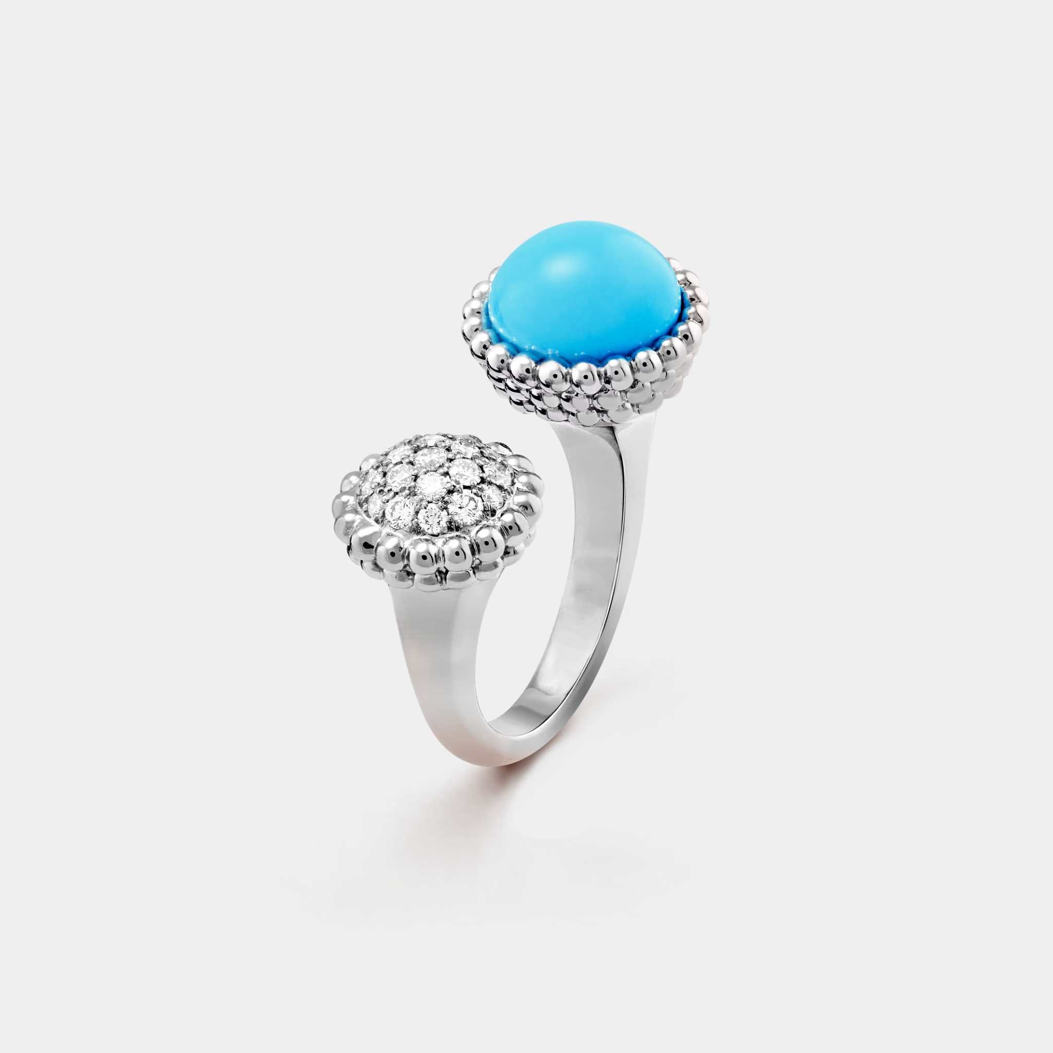Perlée Couleurs Ring in Yellow Gold Diamond & Turquoise
