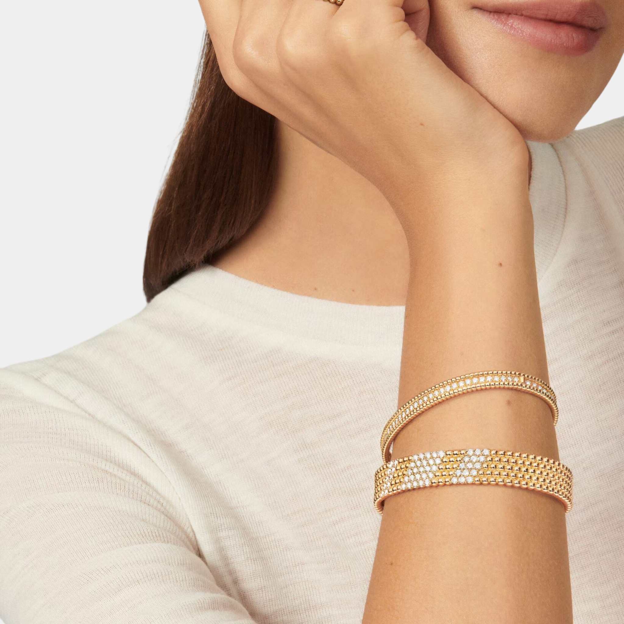 Perlée Diamonds Bracelet 5 Rows Medium Model Yellow Gold Diamond