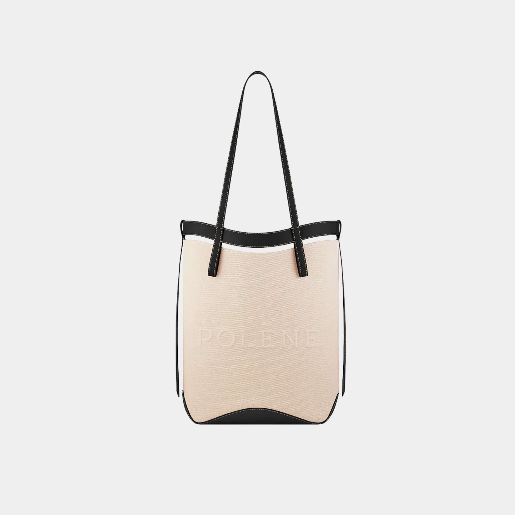Polene Ilo Tote Bag In Cotton, Black, Front