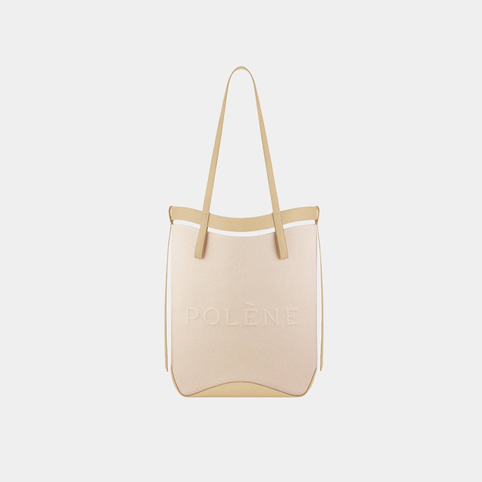 Polene Ilo Tote Bag In Cotton, Sand, Front