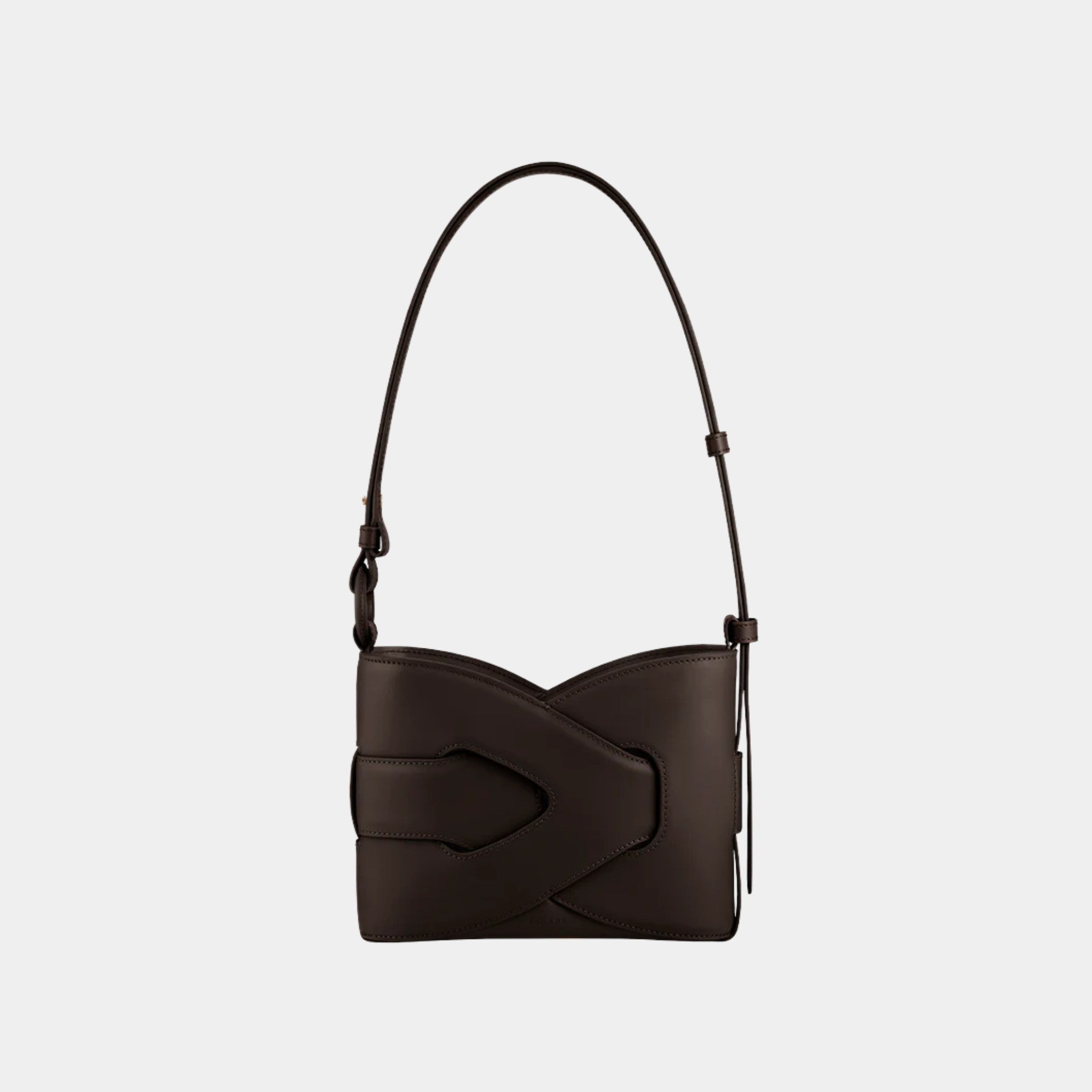 Polene Nodde Smooth Calfskin Shoulder Bag, Ebony