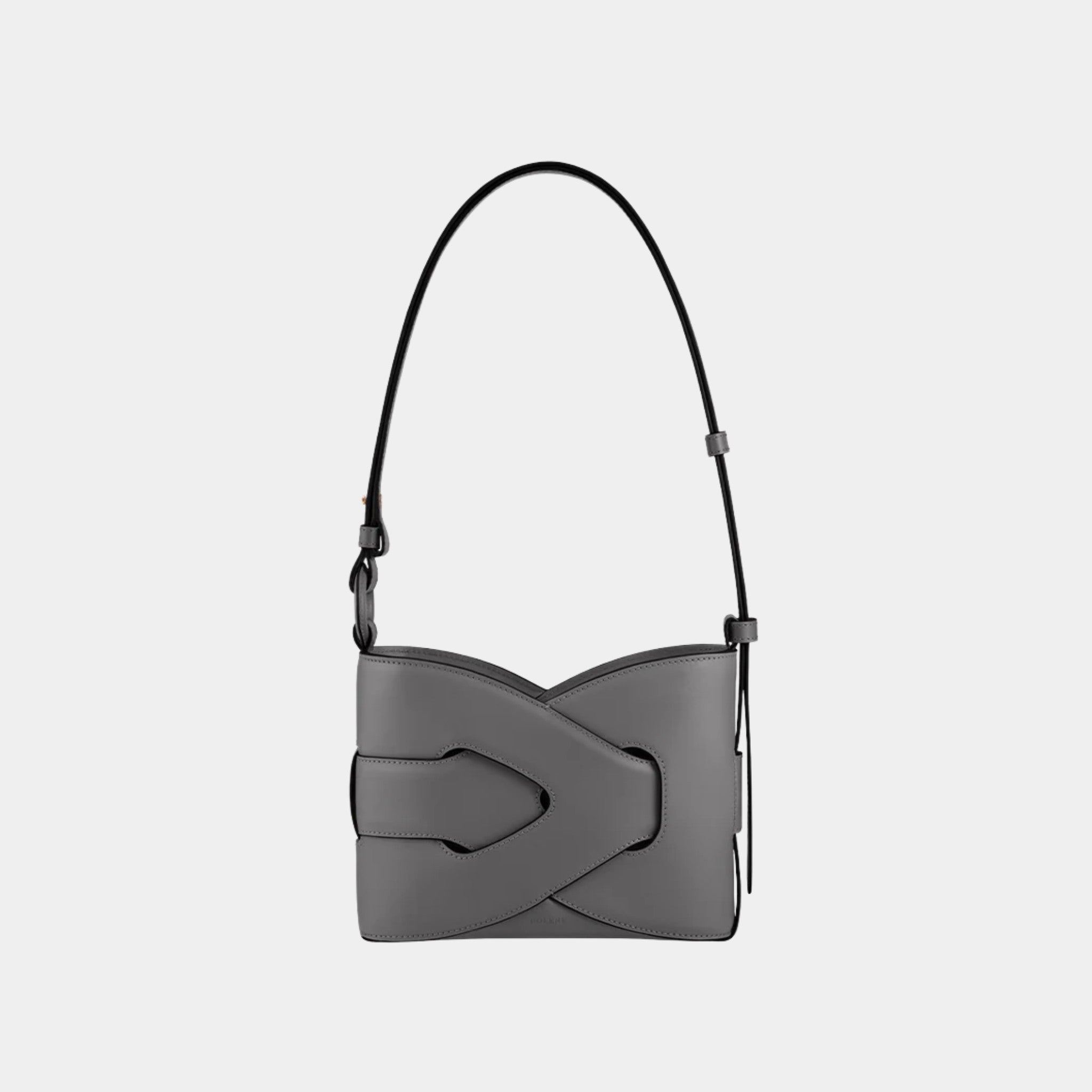 Polene Nodde Smooth Calfskin Shoulder Bag, Pebble