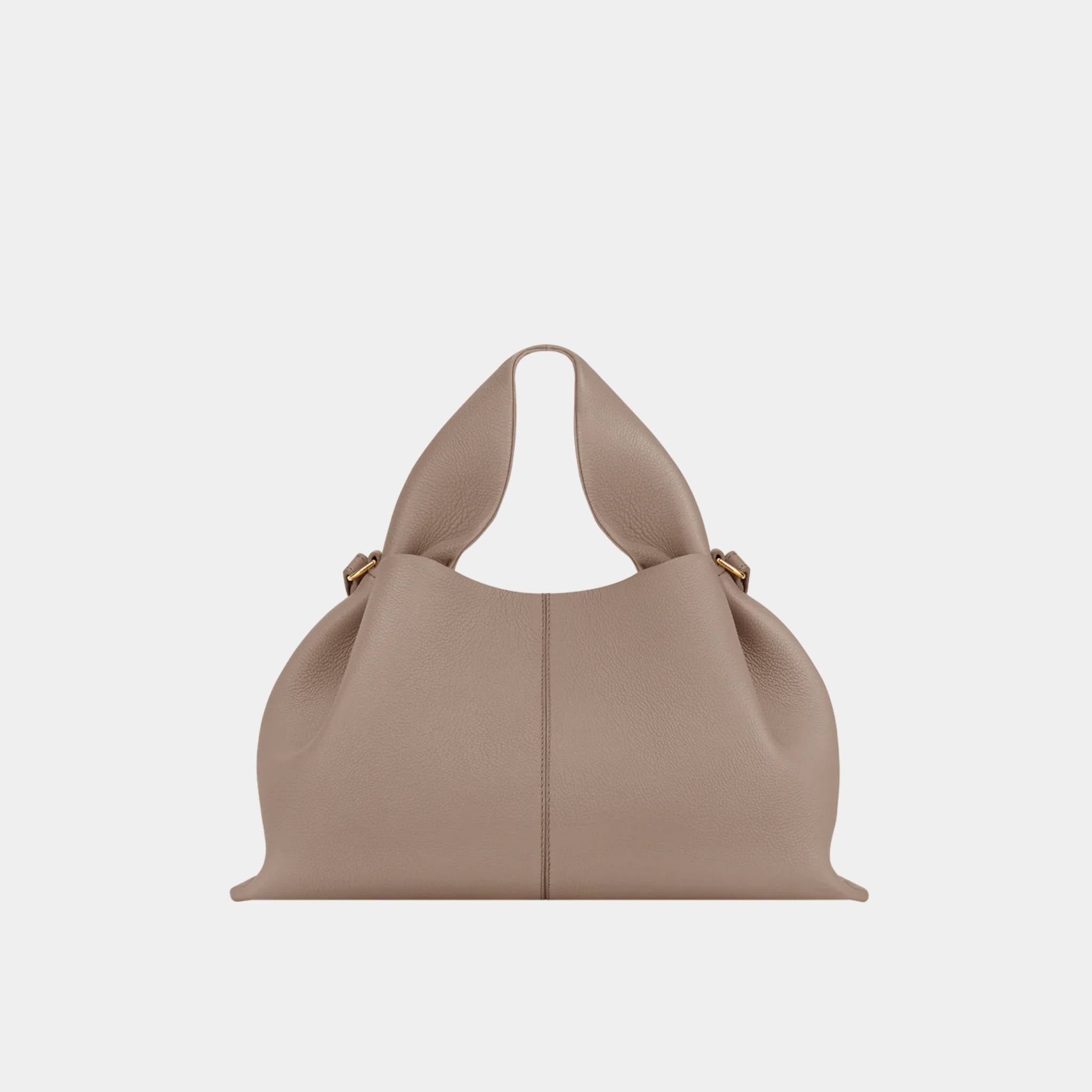 Polene Numero Neuf Grained Calfskin Handbag, Taupe, Front