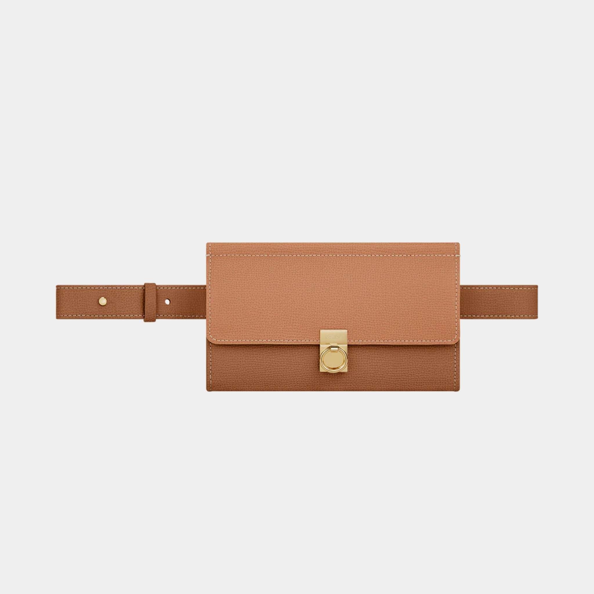 Polene Numero Sept Belt Wallet, Camel, Front