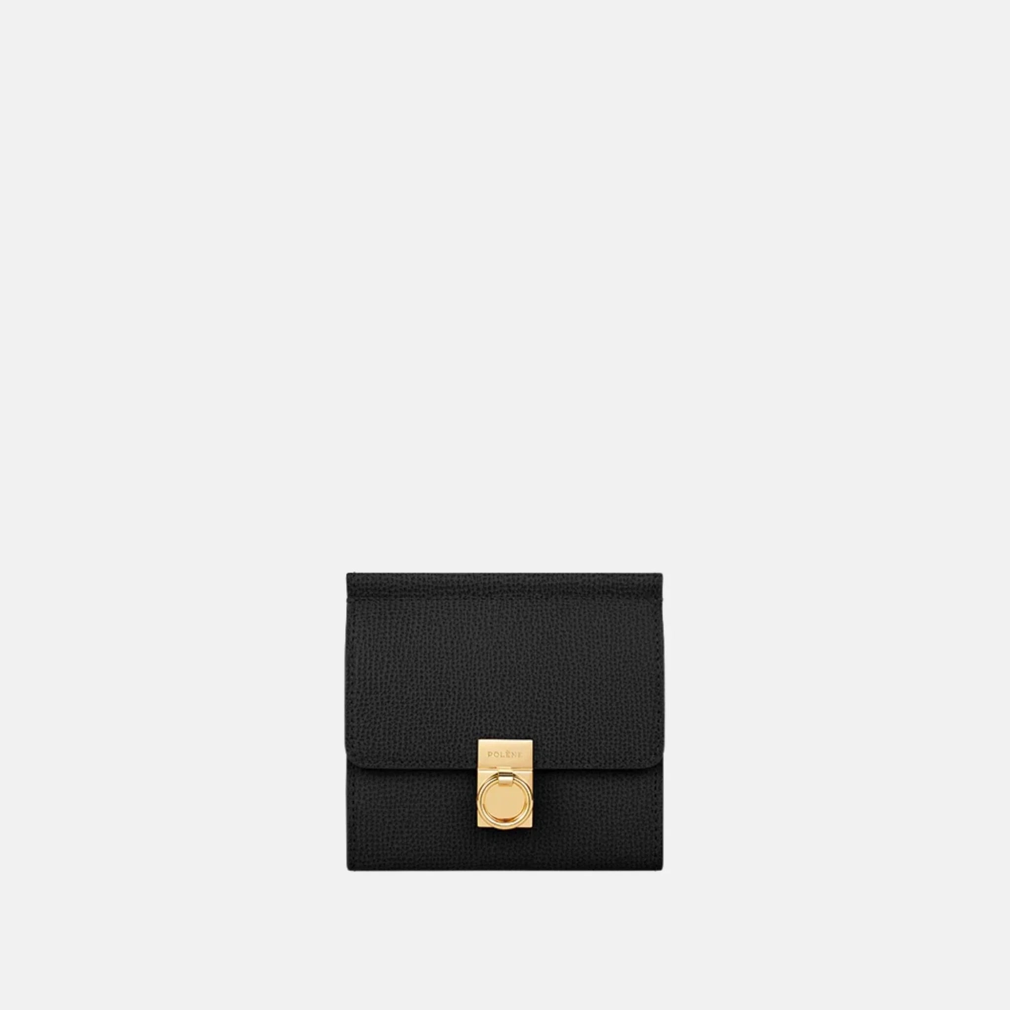 Polene Numero Sept Wallet Textured Black Edition, Black, Front