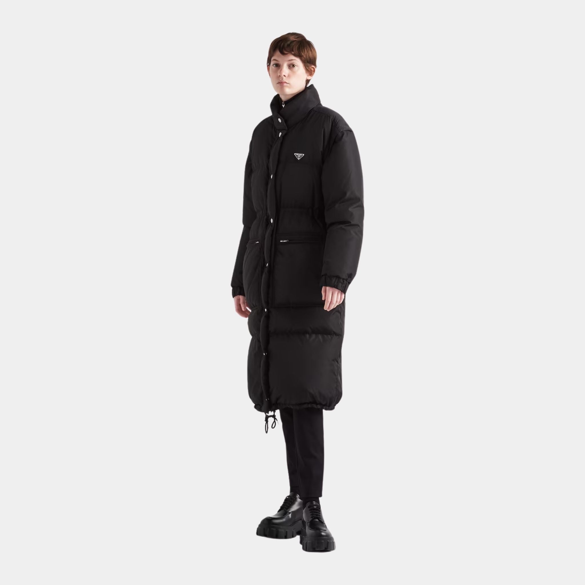 Black Blue Re-Nylon Down Coat