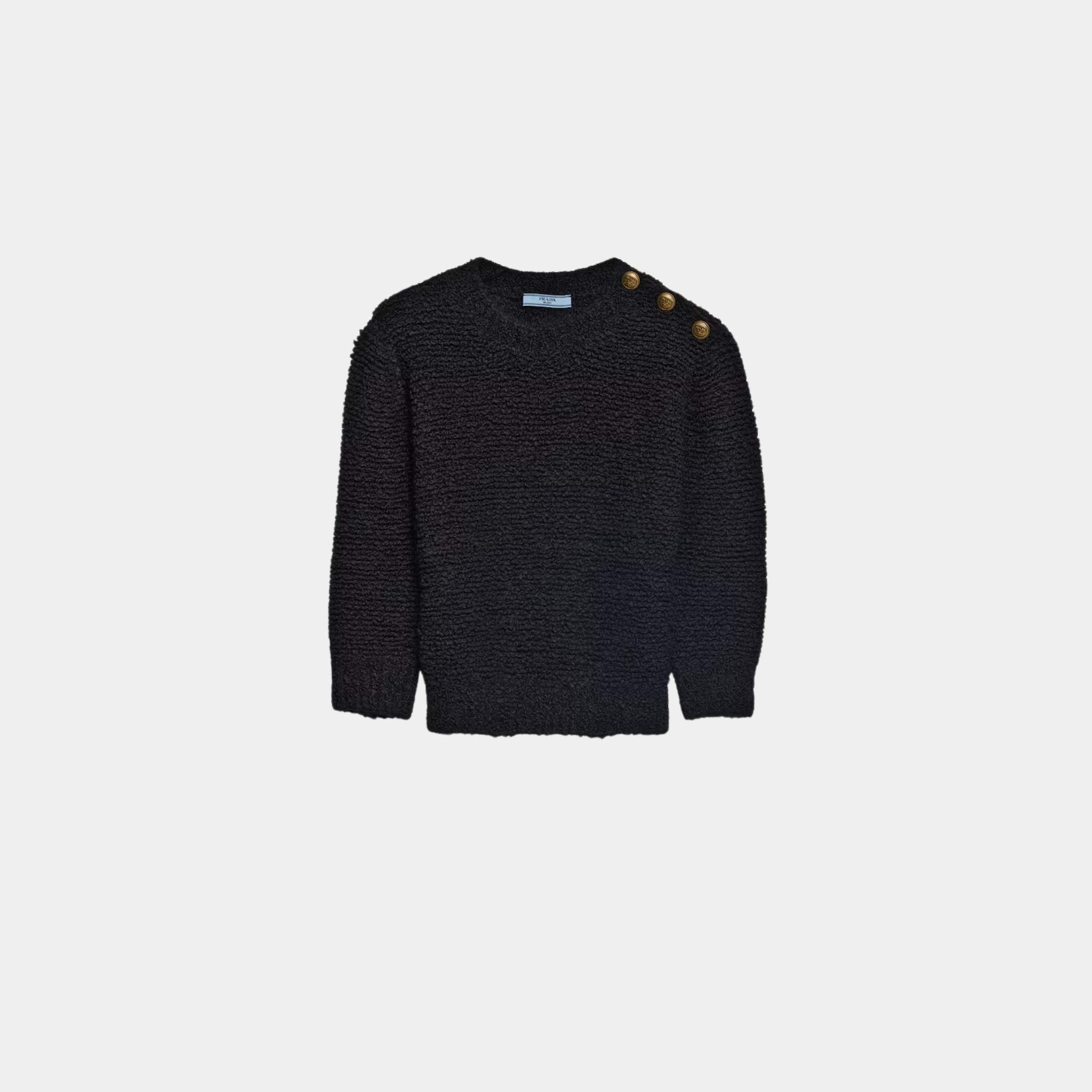 Black Bouclé Mohair Crew-neck Sweater