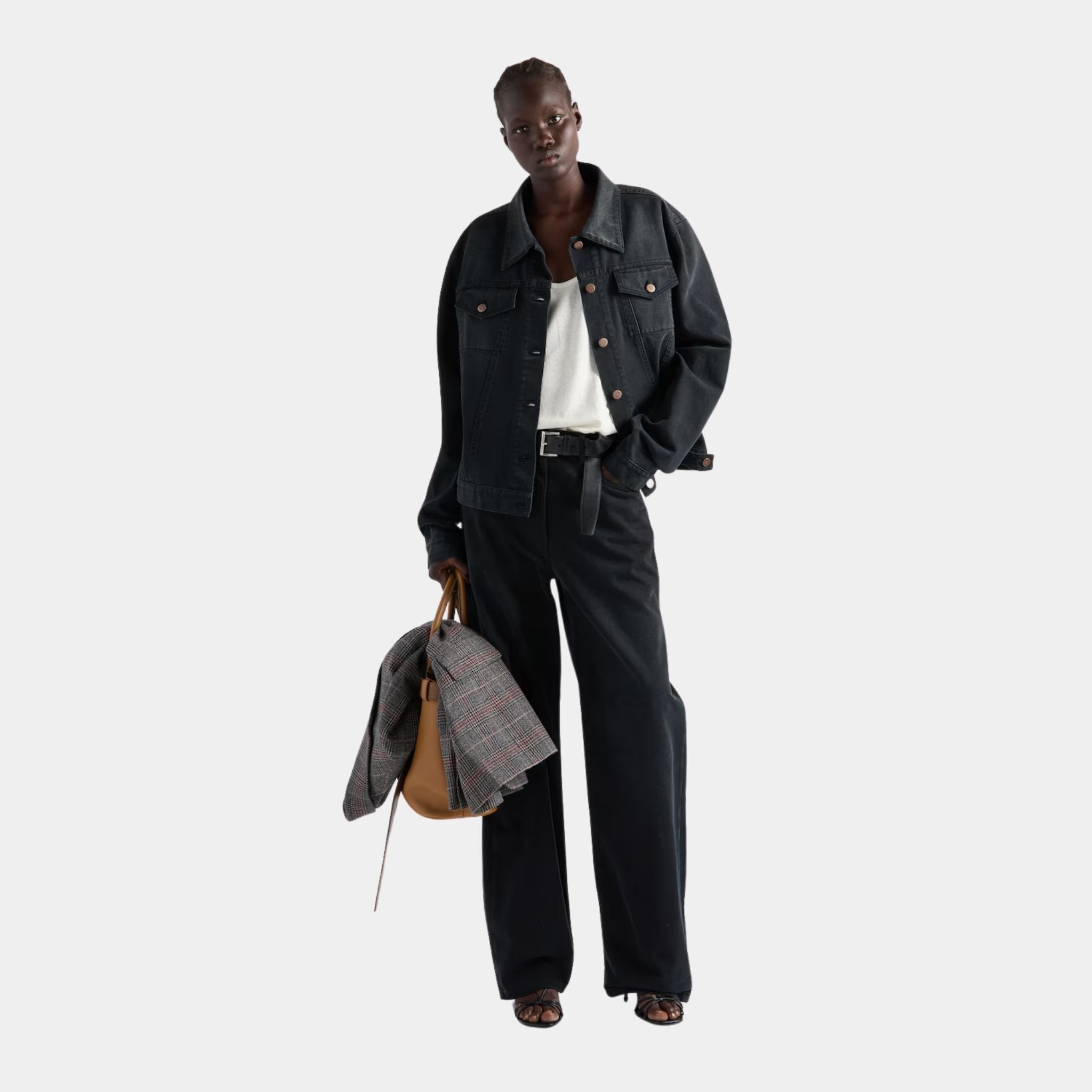 Black Denim Blouson Jacket