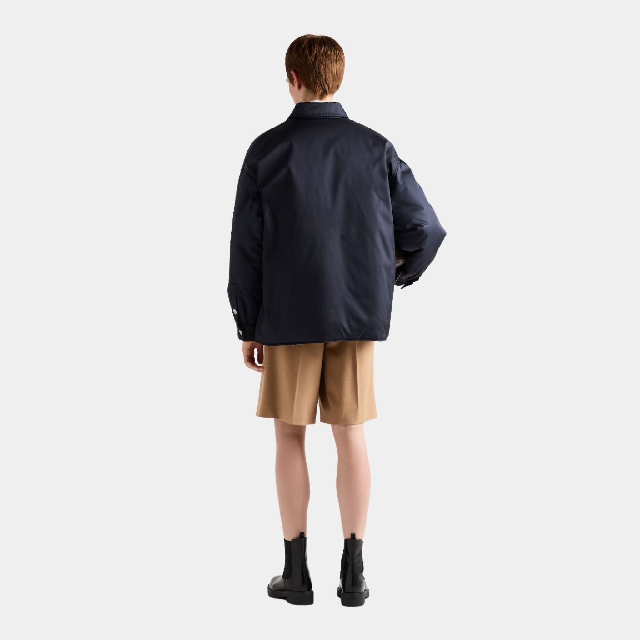 Blue Re-Nylon Shirt-style Collared Blouson Jacket