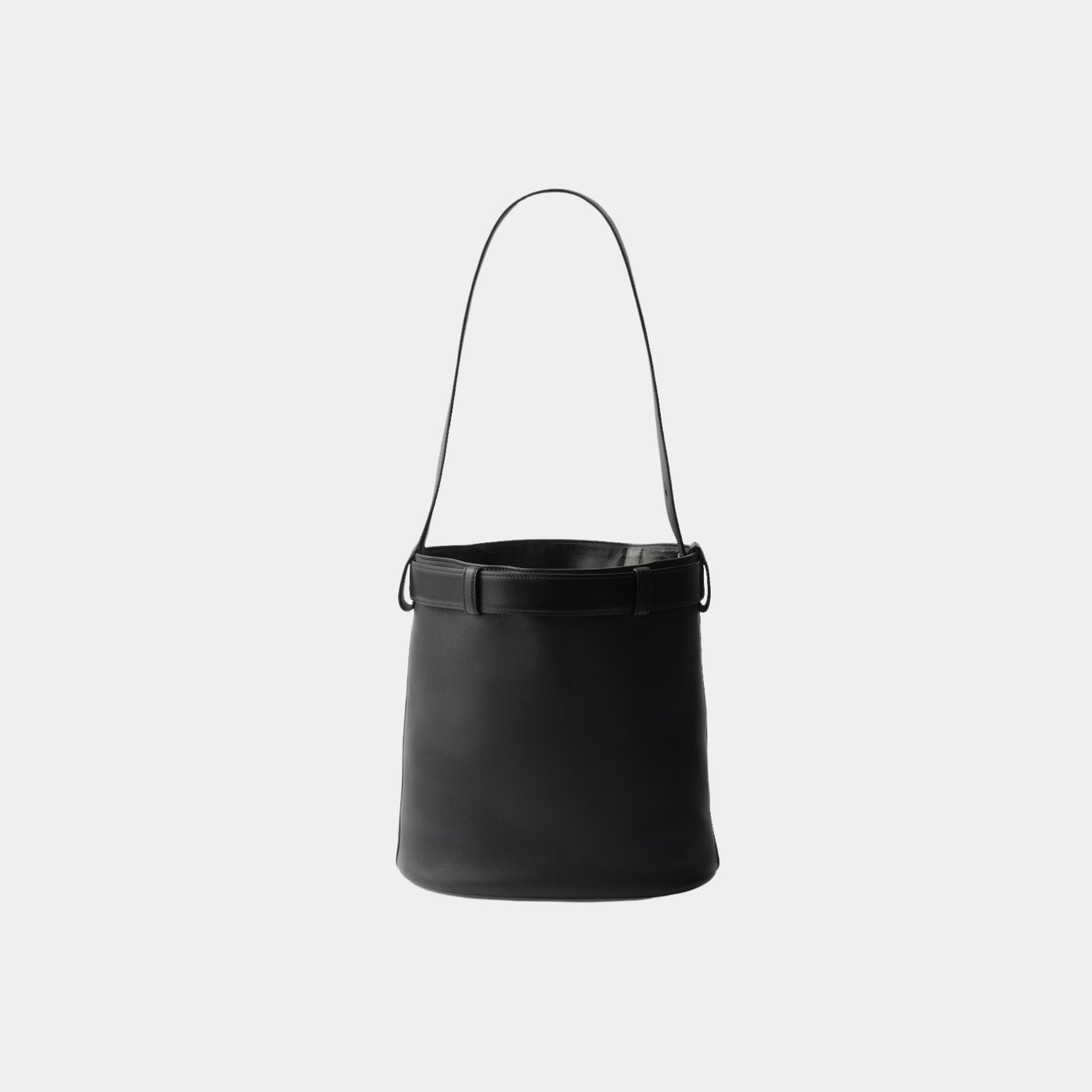 Buckle Leather Bucket Bag With Belt