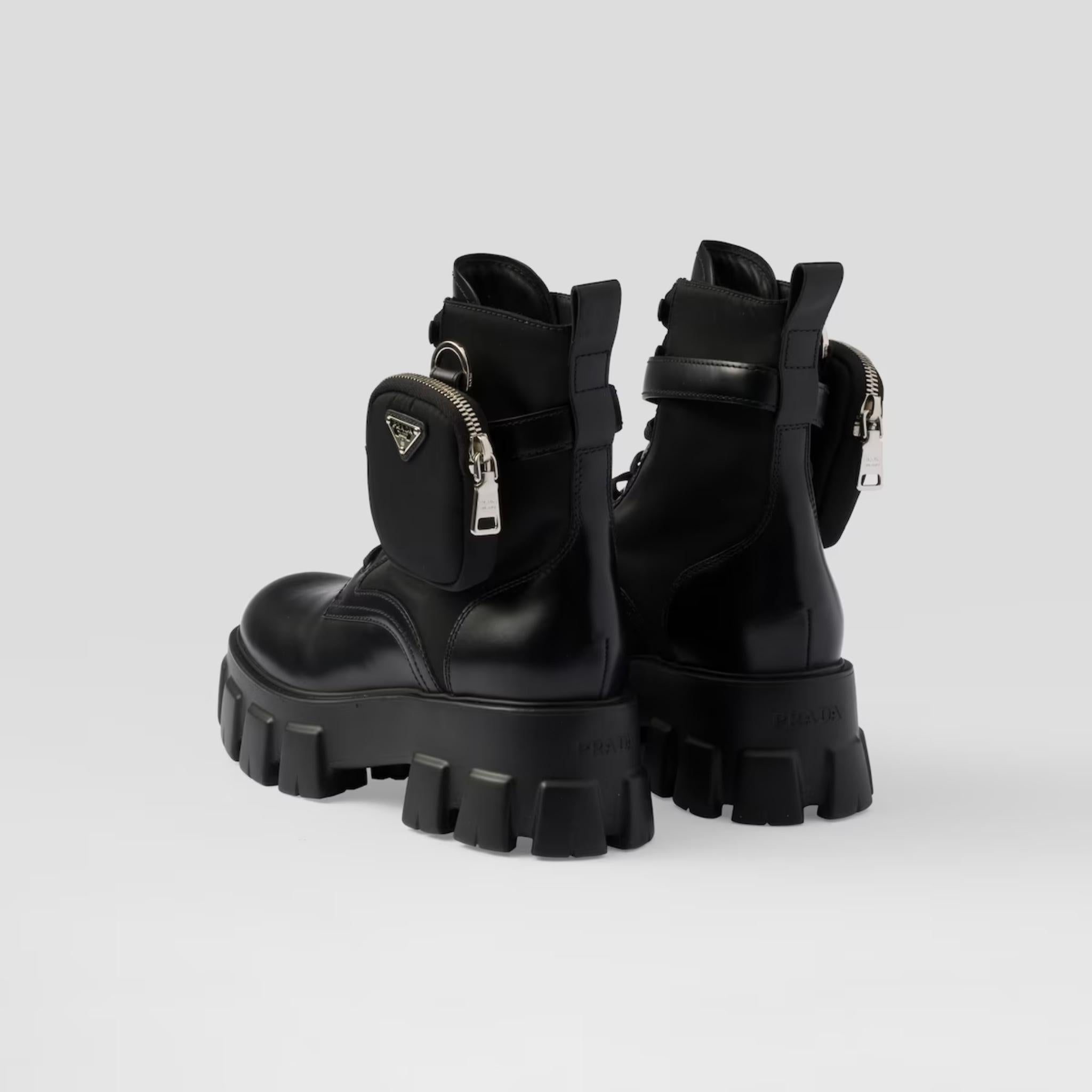 Monolith Leather And Re-Nylon Boots With Pouch