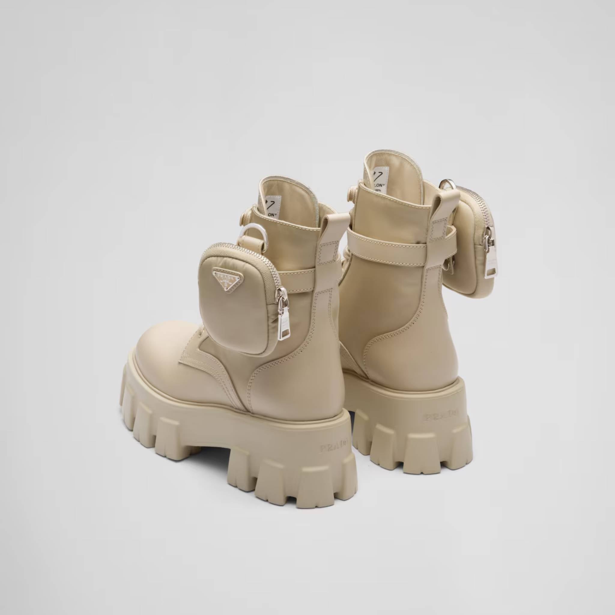 Monolith Leather And Re-Nylon Boots With Pouch